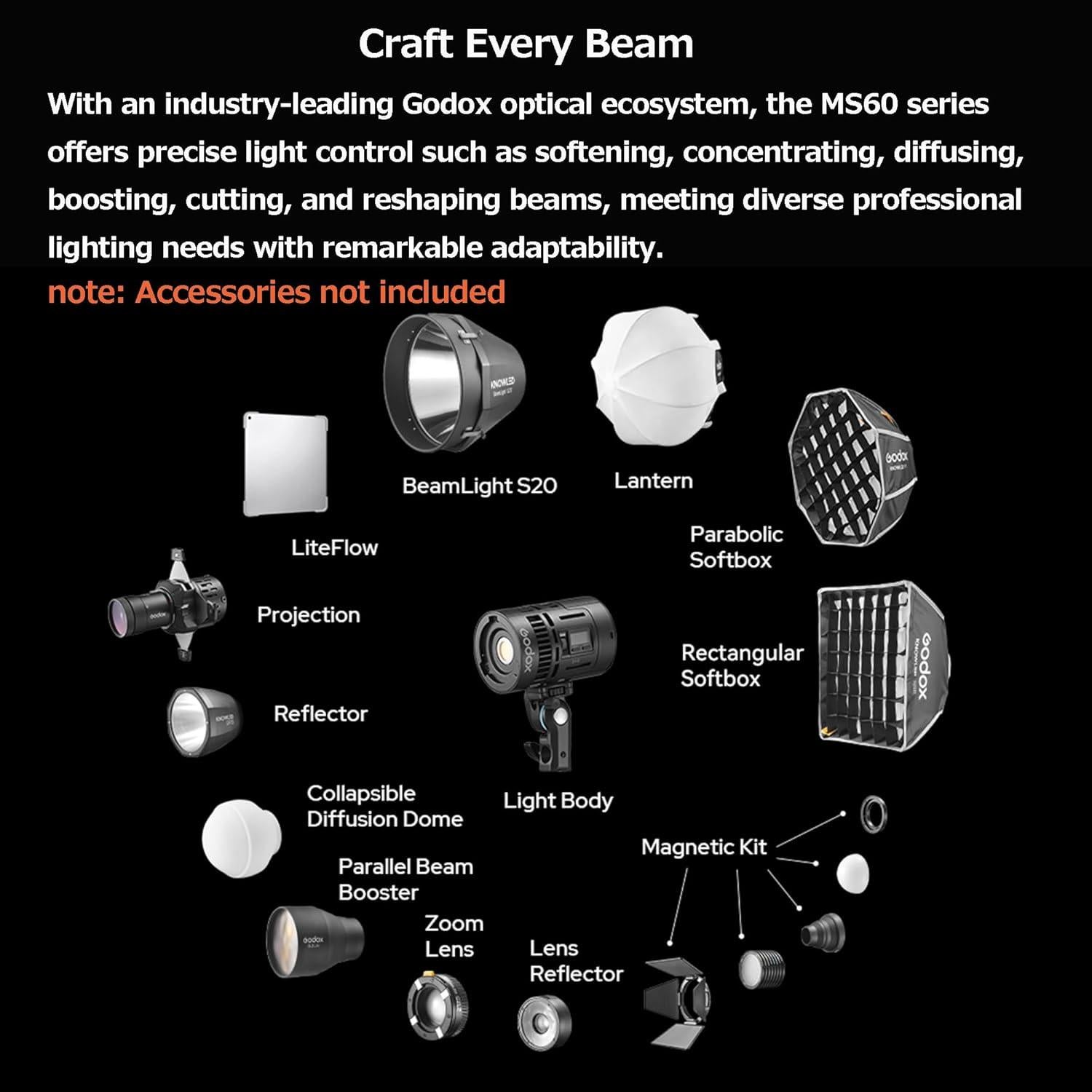 Luz LED Godox RS60 Bi-Color para Video, Control DMX/App