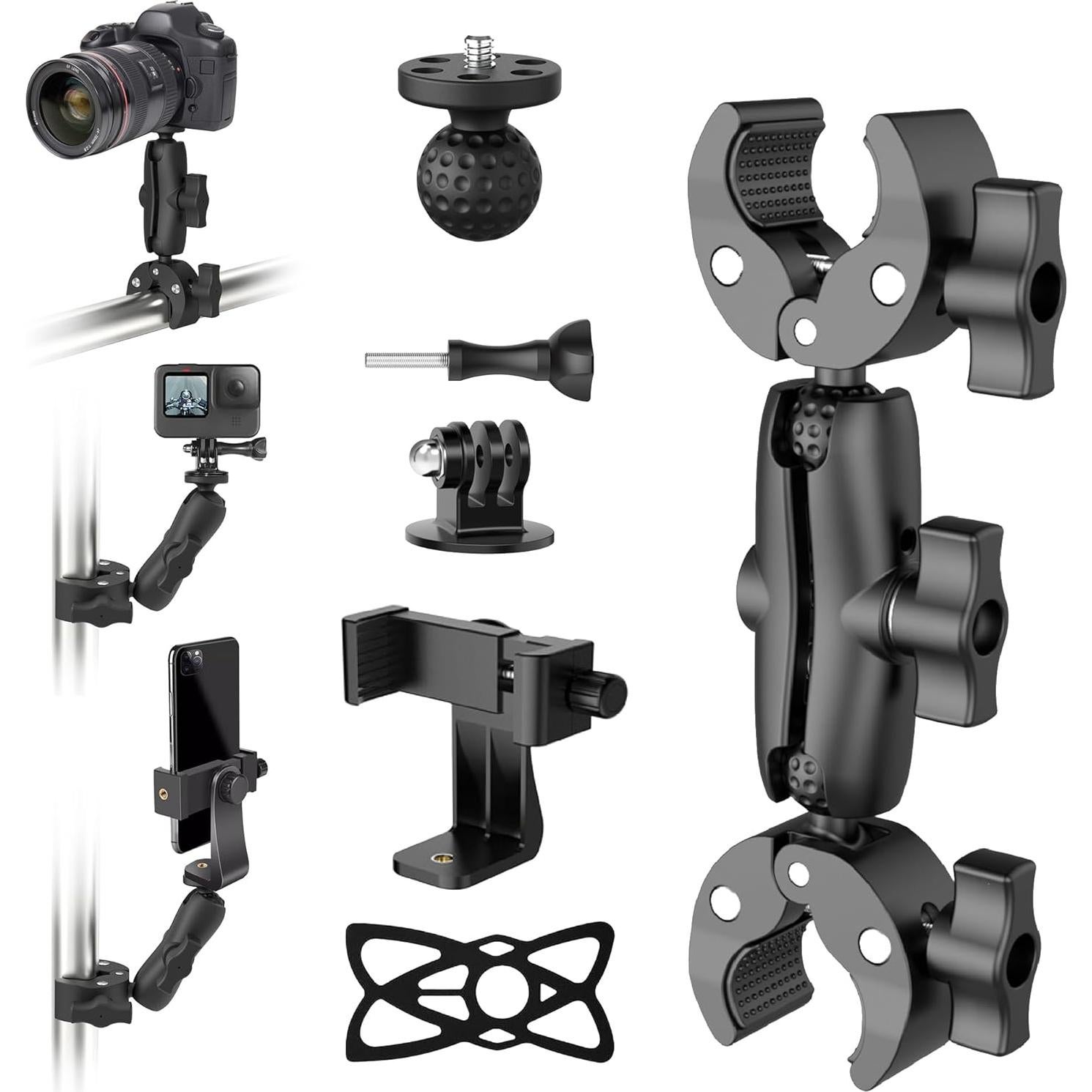 Abrazadera Super Doble Shewtme para Cámara 9CM con Cabeza Esférica