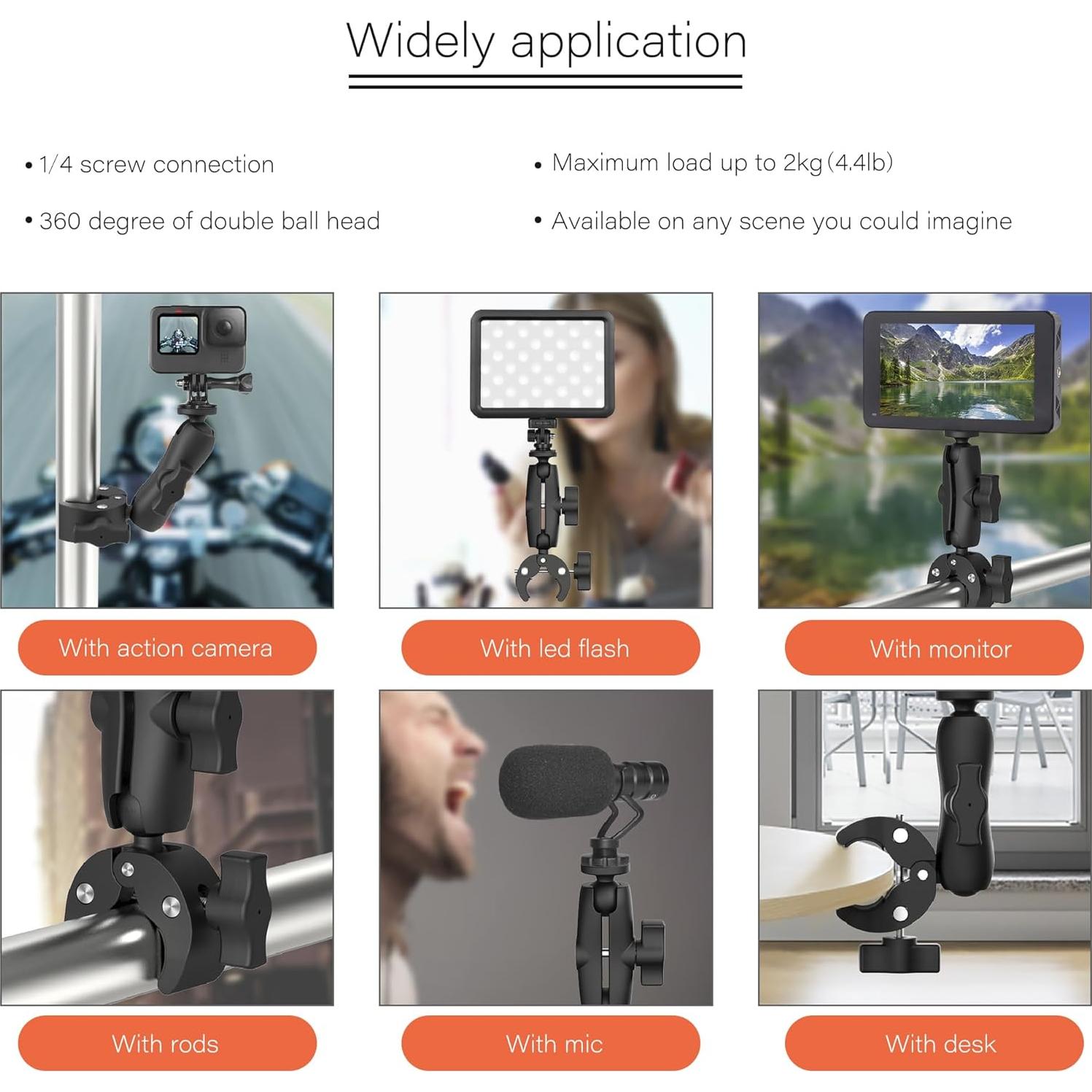 Abrazadera Super Doble Shewtme para Cámara 9CM con Cabeza Esférica