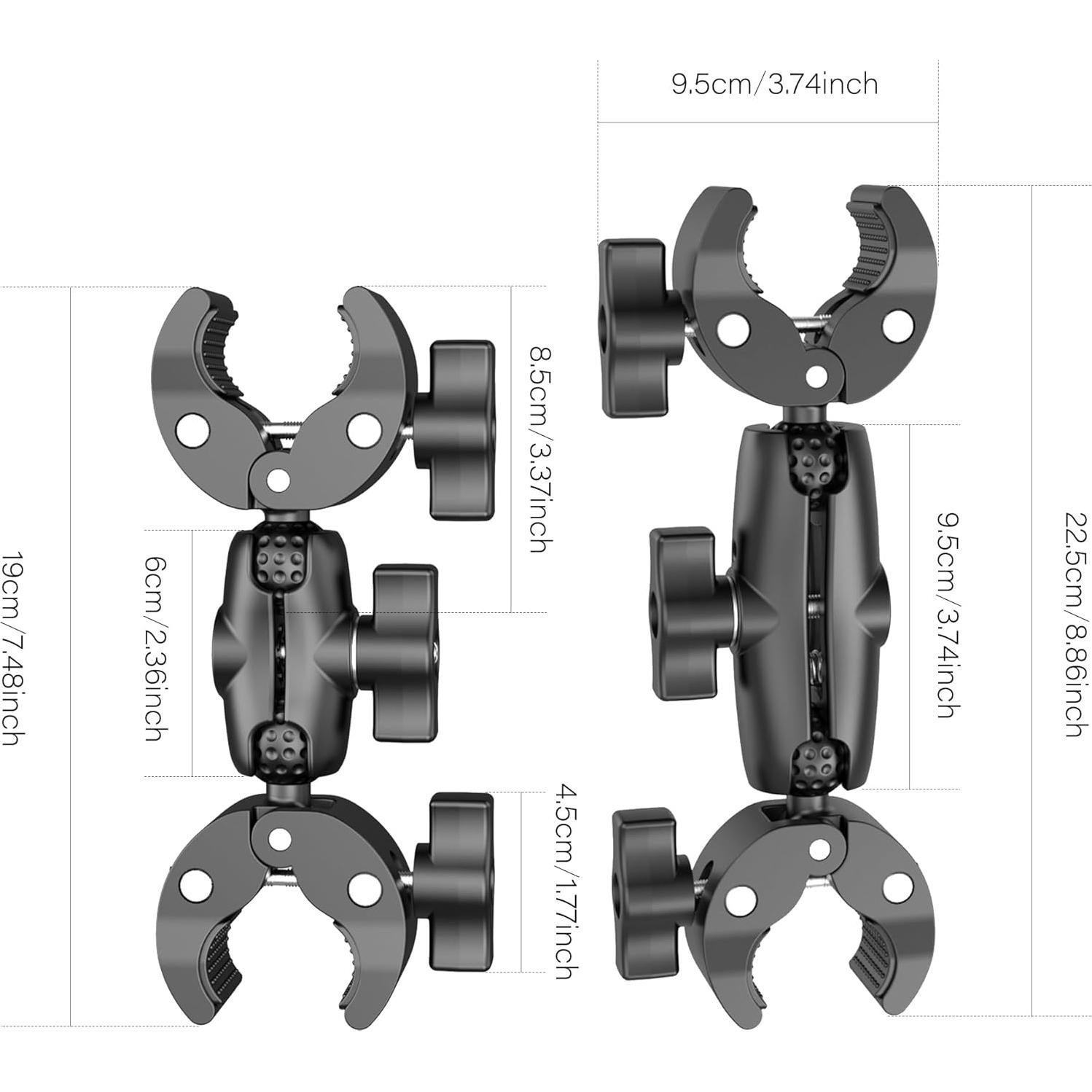 Abrazadera Super Doble Shewtme para Cámara 9CM con Cabeza Esférica