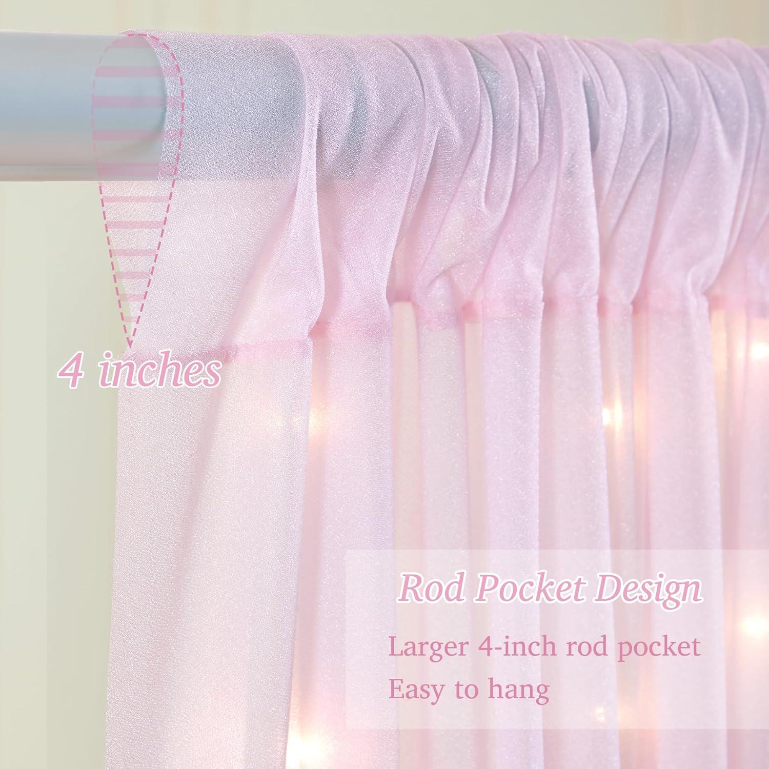 Cortina de Tulle Rosa con Luces Shillance 5x10 pies 2 Paneles