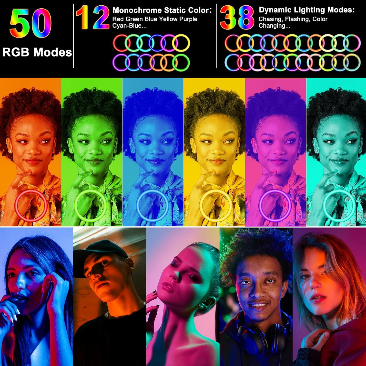 Anillo de Luz LED 33 cm Vlogging Vlogging RGB 50 Modos