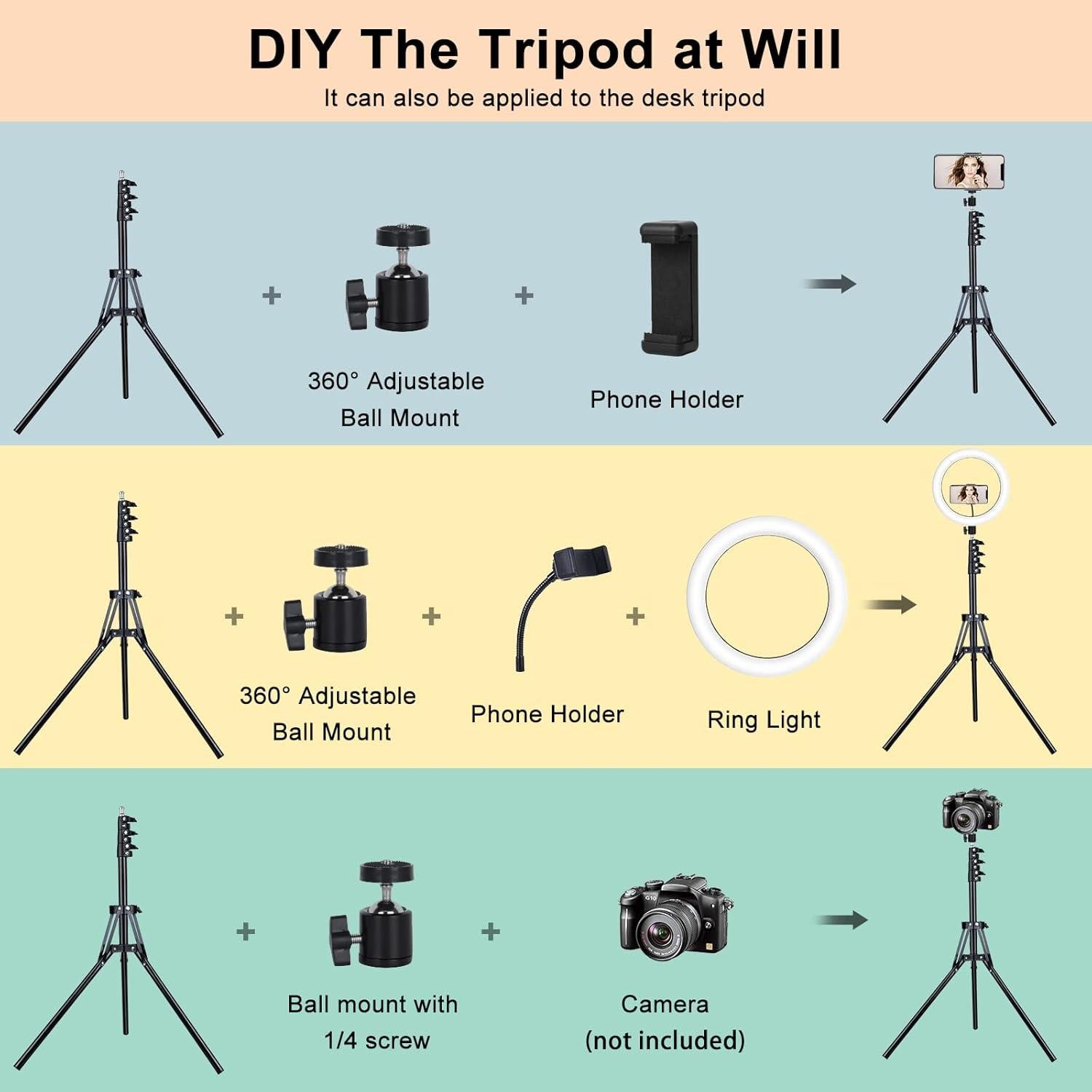 Anillo de Luz LED 33 cm Vlogging Vlogging RGB 50 Modos