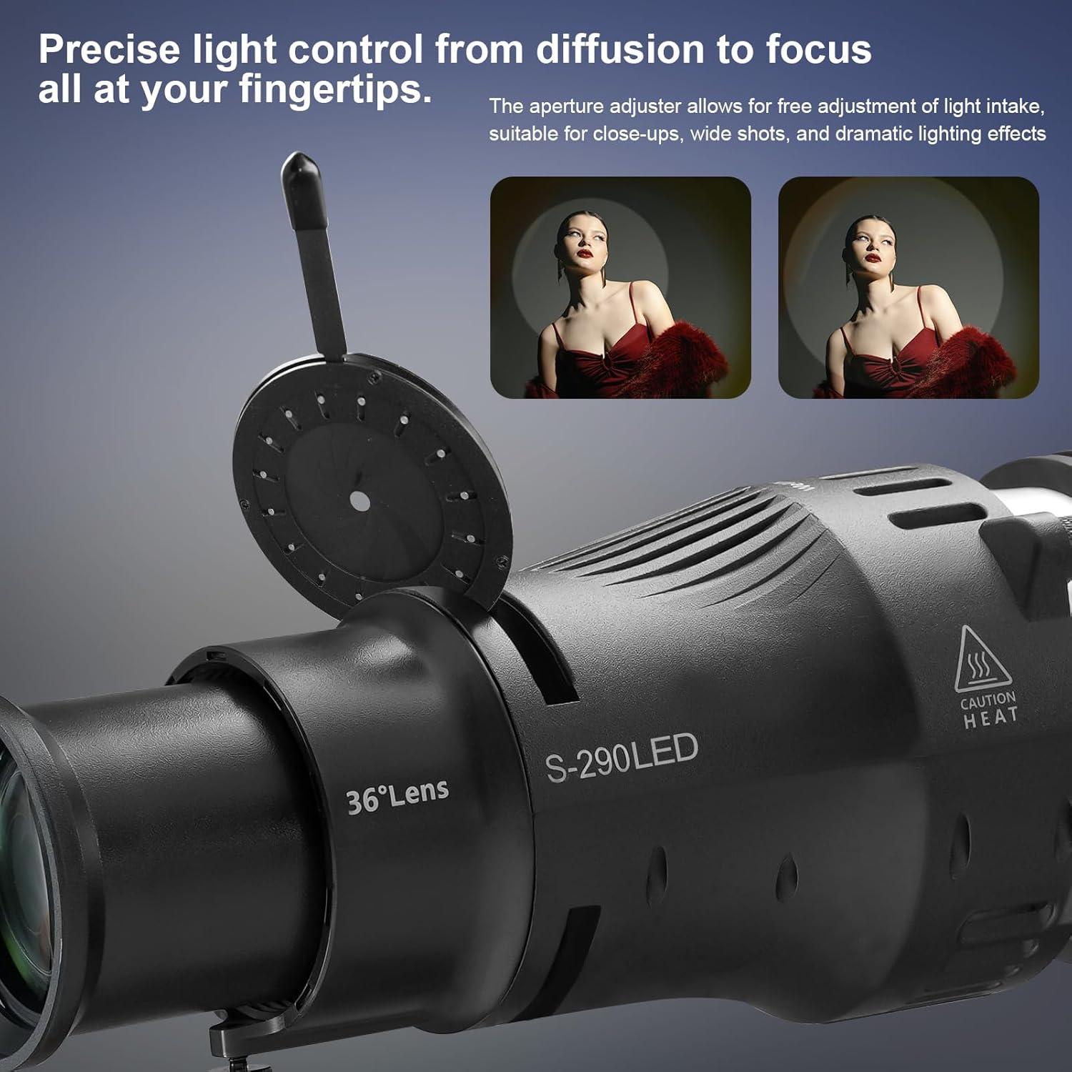 Snoot Óptico Wellmaking S-290LED para Luces LED Bowens