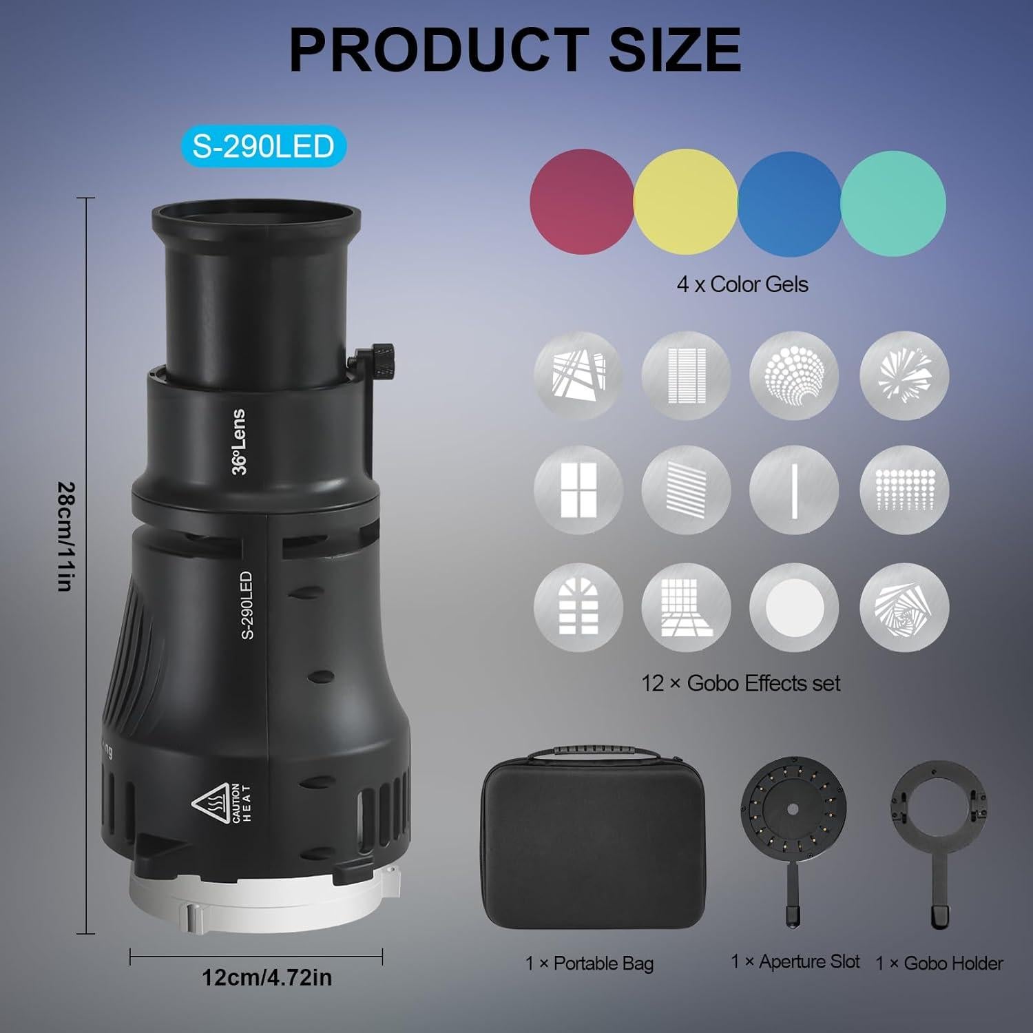 Snoot Óptico Wellmaking S-290LED para Luces LED Bowens