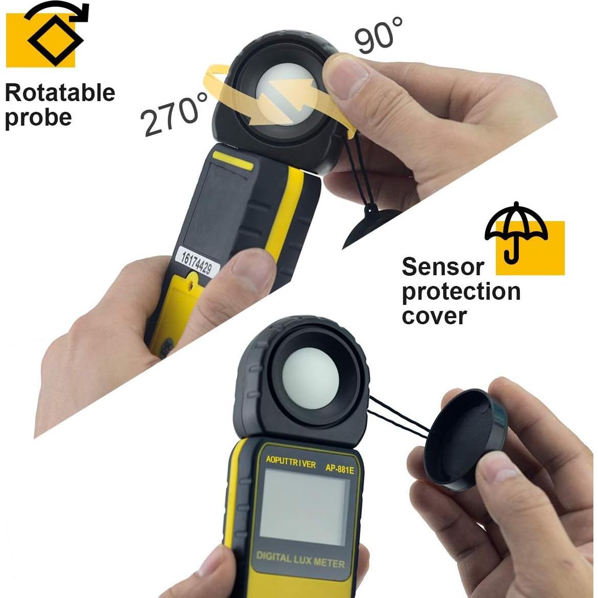 Medidor de Luz Digital AOPUTTRIVER AP-881E 0.01-300,000 Lux