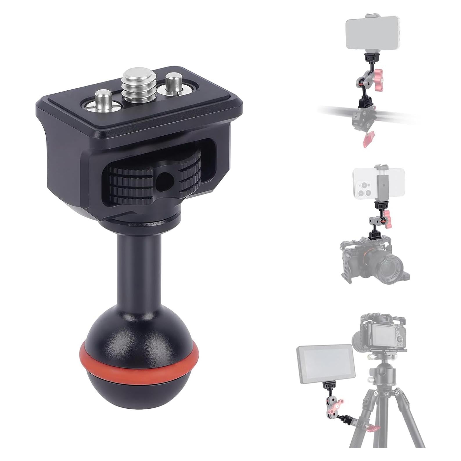 Adaptador de Cabeza Esférica 20mm Mechrig con Tornillo 1/4"