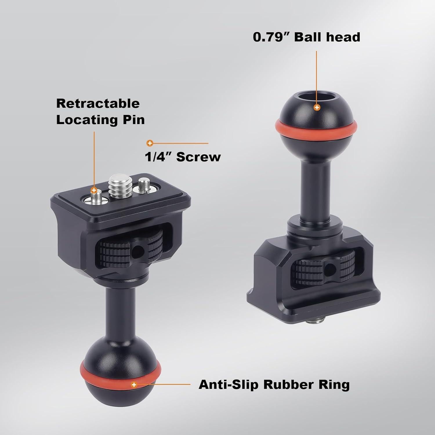 Adaptador de Cabeza Esférica 20mm Mechrig con Tornillo 1/4"