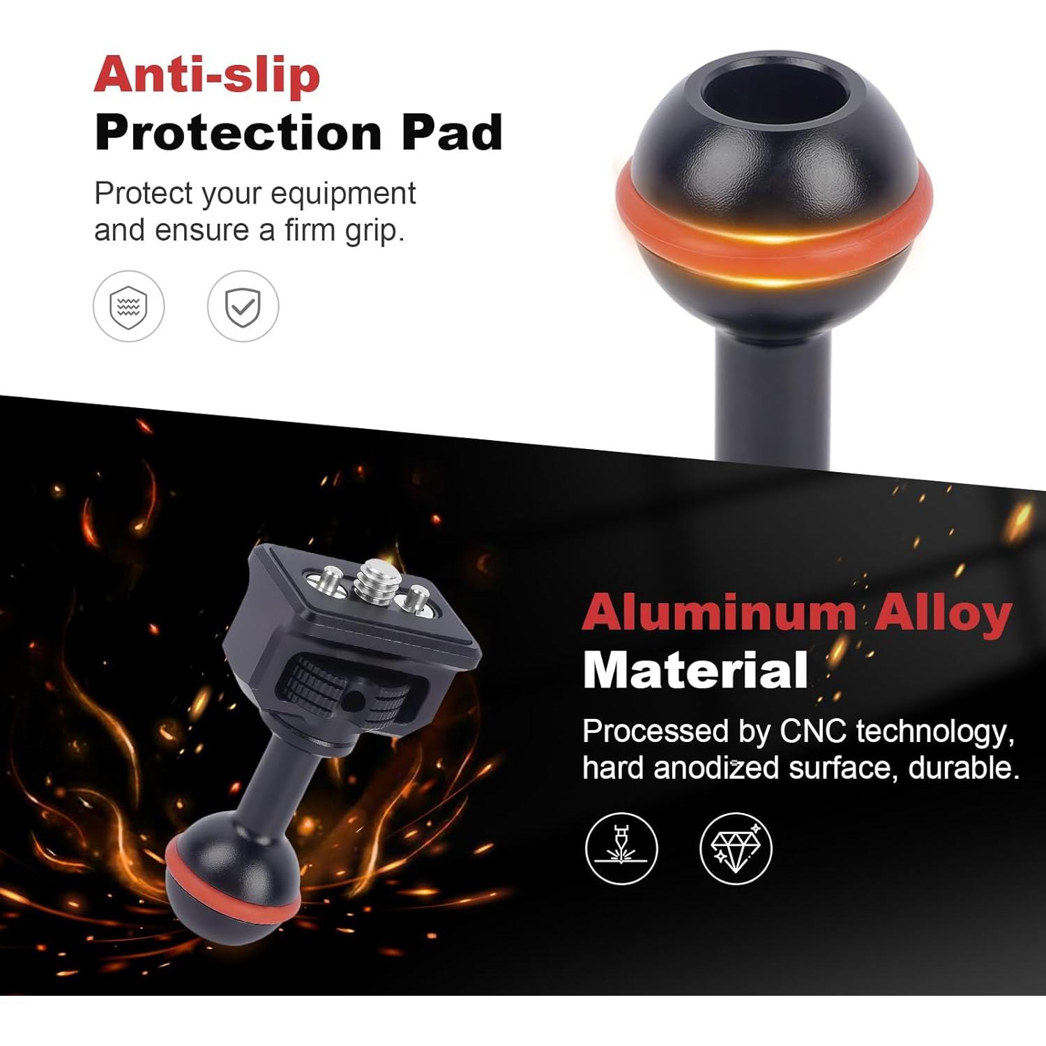 Adaptador de Cabeza Esférica 20mm Mechrig con Tornillo 1/4"