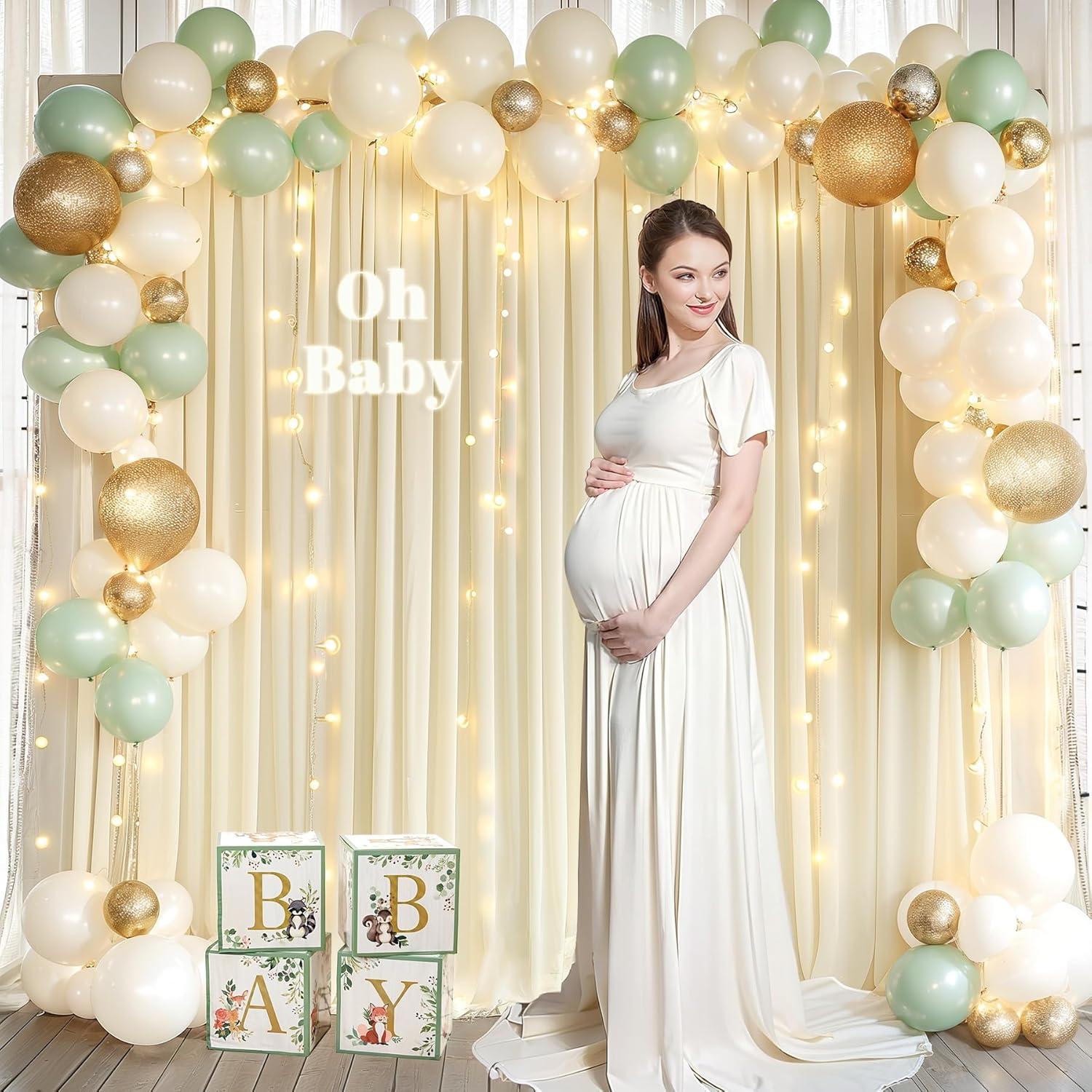 Cortinas de fondo marfil Wish Care 1.52x3.05m con luces LED