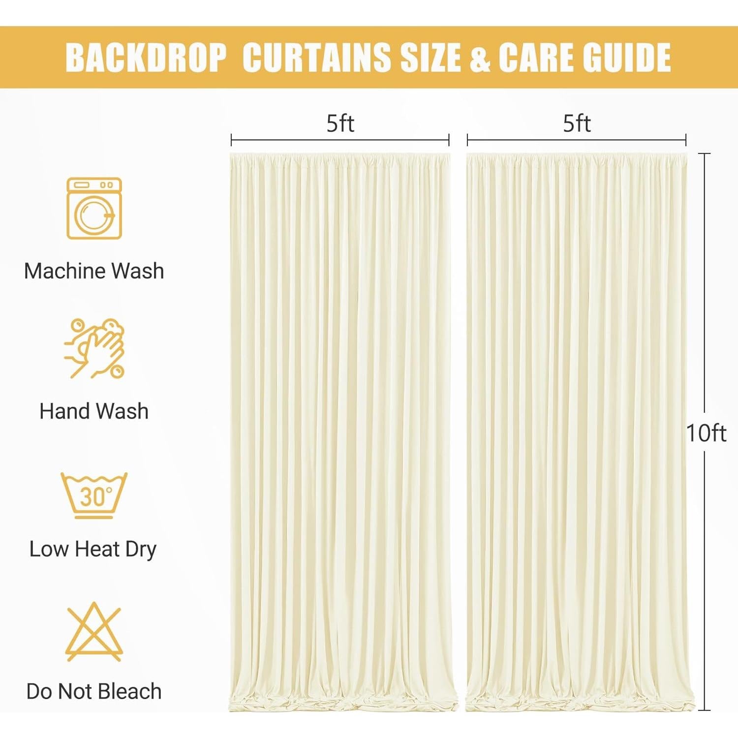 Cortinas de fondo marfil Wish Care 1.52x3.05m con luces LED