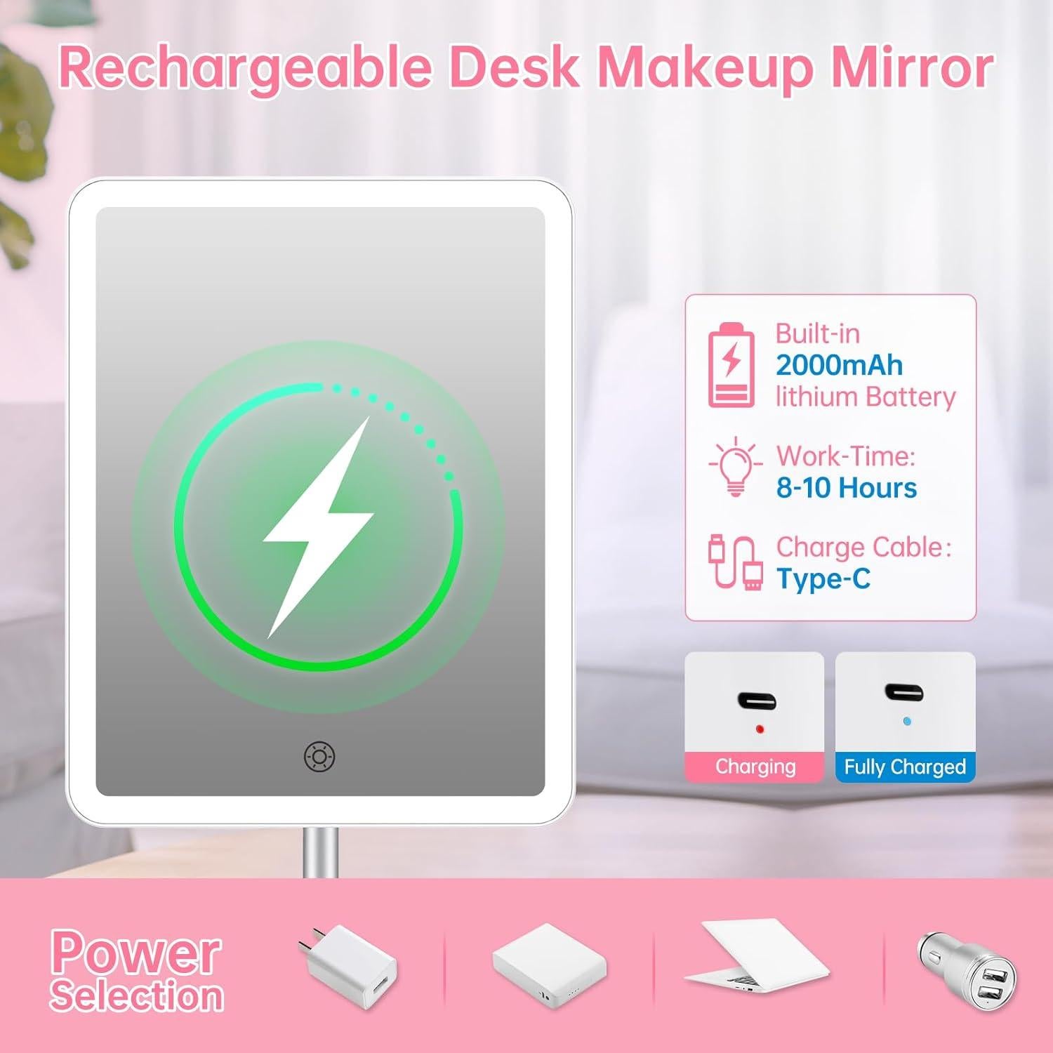 Espejo de Maquillaje COSMIRROR 2000mAh 10X Iluminado 360°