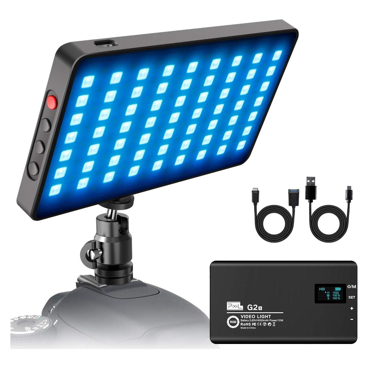Luz de Cámara RGB Pixel MD25 con Batería 4000mAh y 10 Efectos