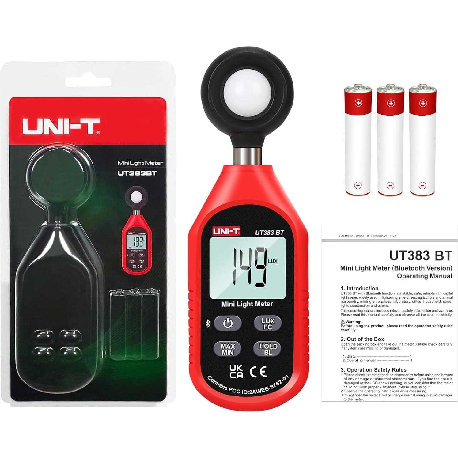 Medidor de Luz Digital UNI-T UT383BT 0-199900 Lux Bluetooth