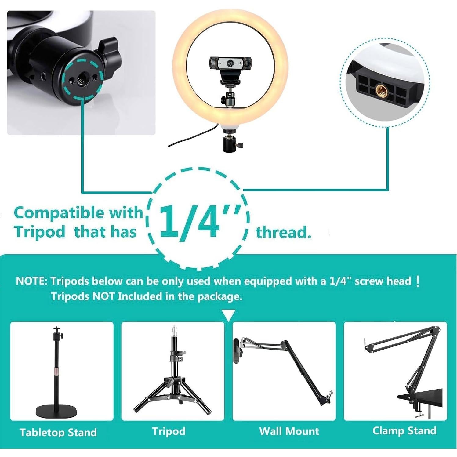 Luz de Anillo LED 10" AceTaken con Soporte para Teléfono