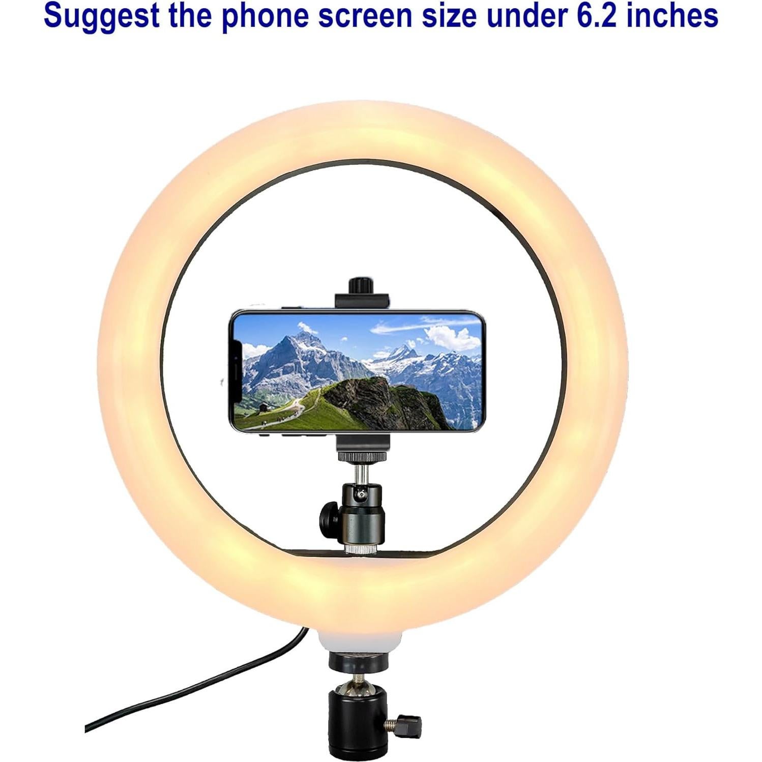 Luz de Anillo LED 10" AceTaken con Soporte para Teléfono