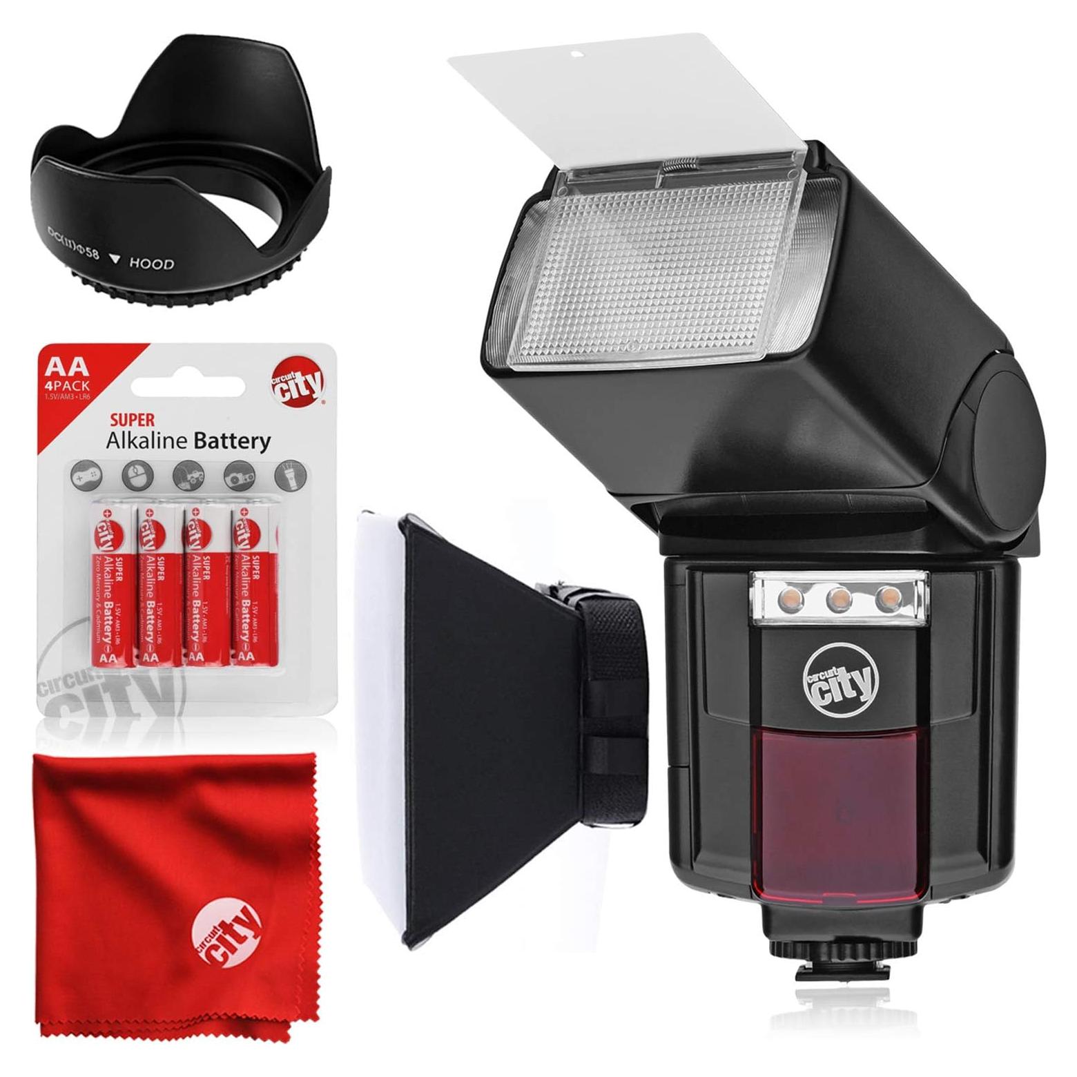 Flash Automático Circuit City CC-125 con Luz LED y Accesorios