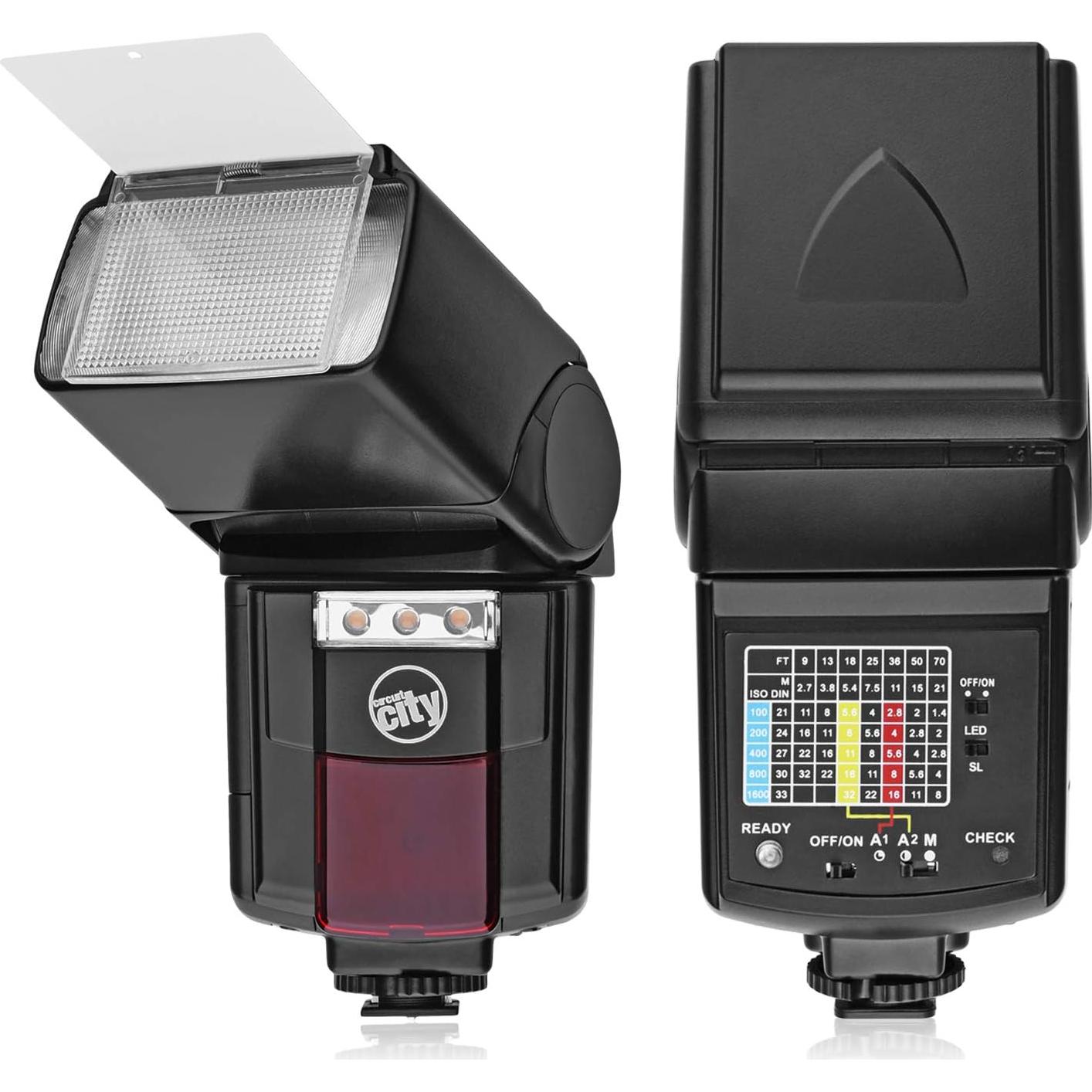 Flash Automático Circuit City CC-125 con Luz LED y Accesorios