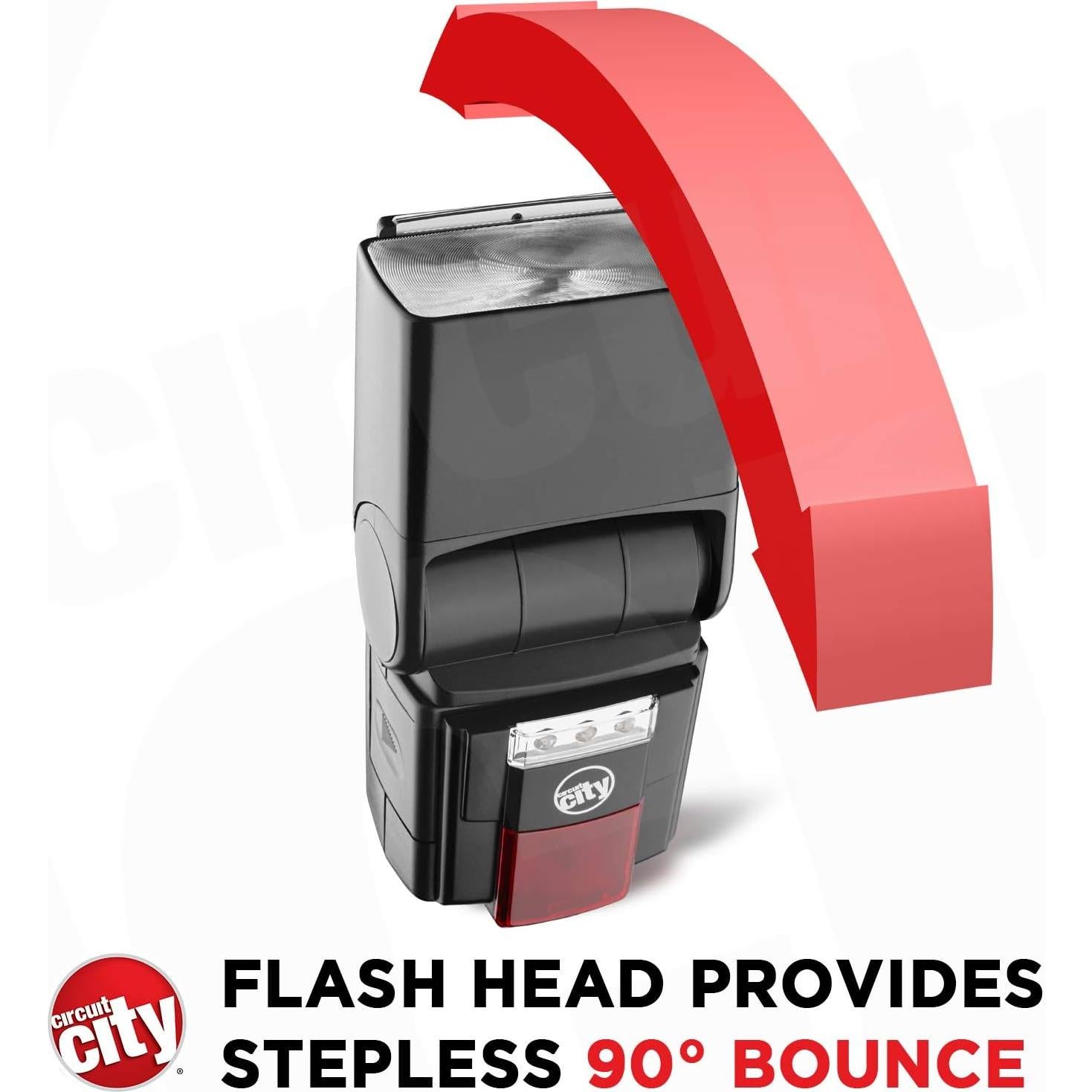 Flash Automático Circuit City CC-125 con Luz LED y Accesorios