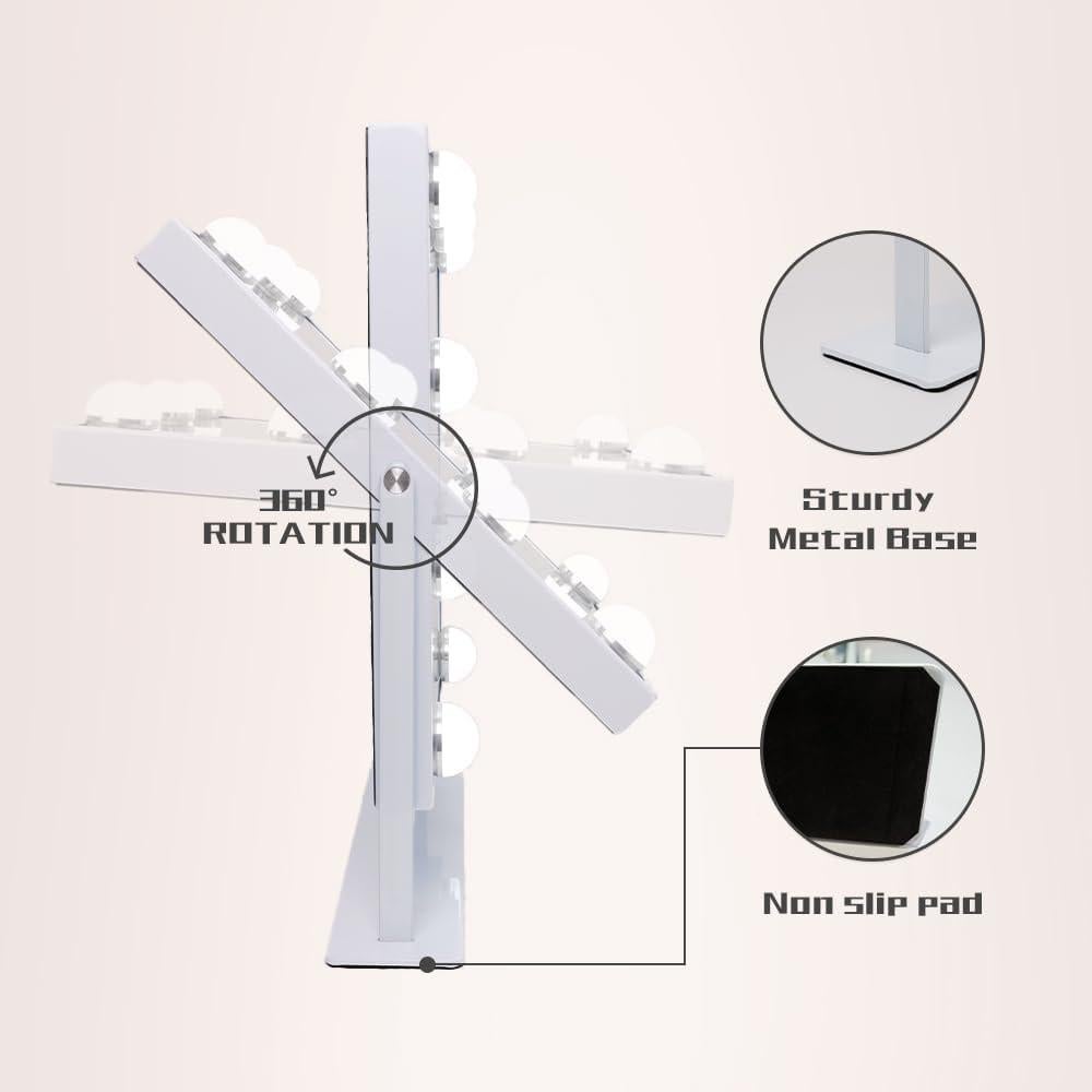Espejo de Tocador Iluminado COOLJEEN 30.5x25.4cm 10X Aumento