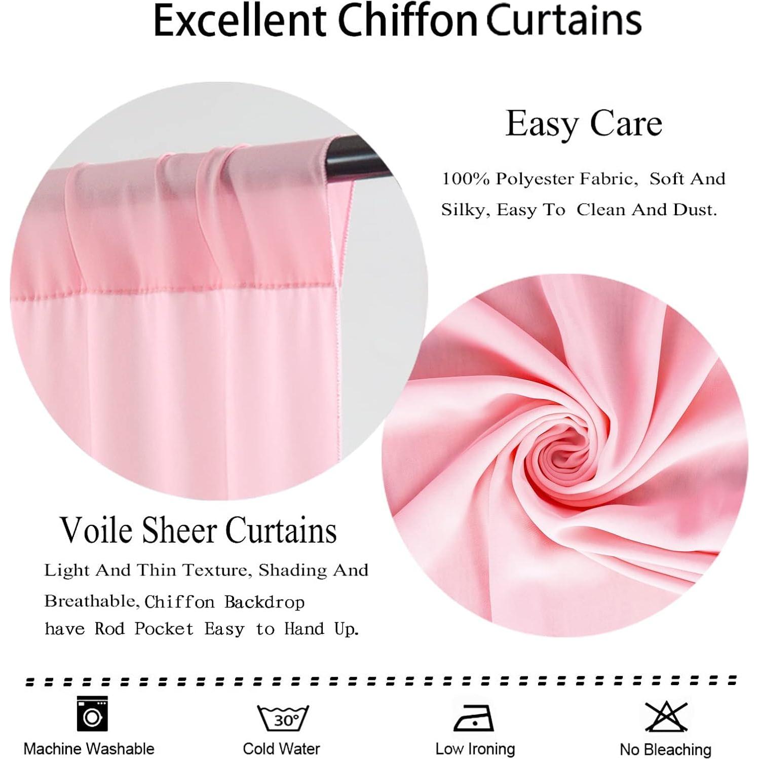 Cortina de fondo de chiffon DUOBAO Rosa 2 Paneles 73x213 cm