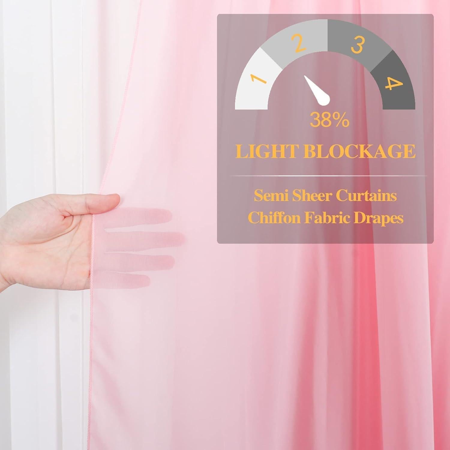 Cortina de fondo de chiffon DUOBAO Rosa 2 Paneles 73x213 cm