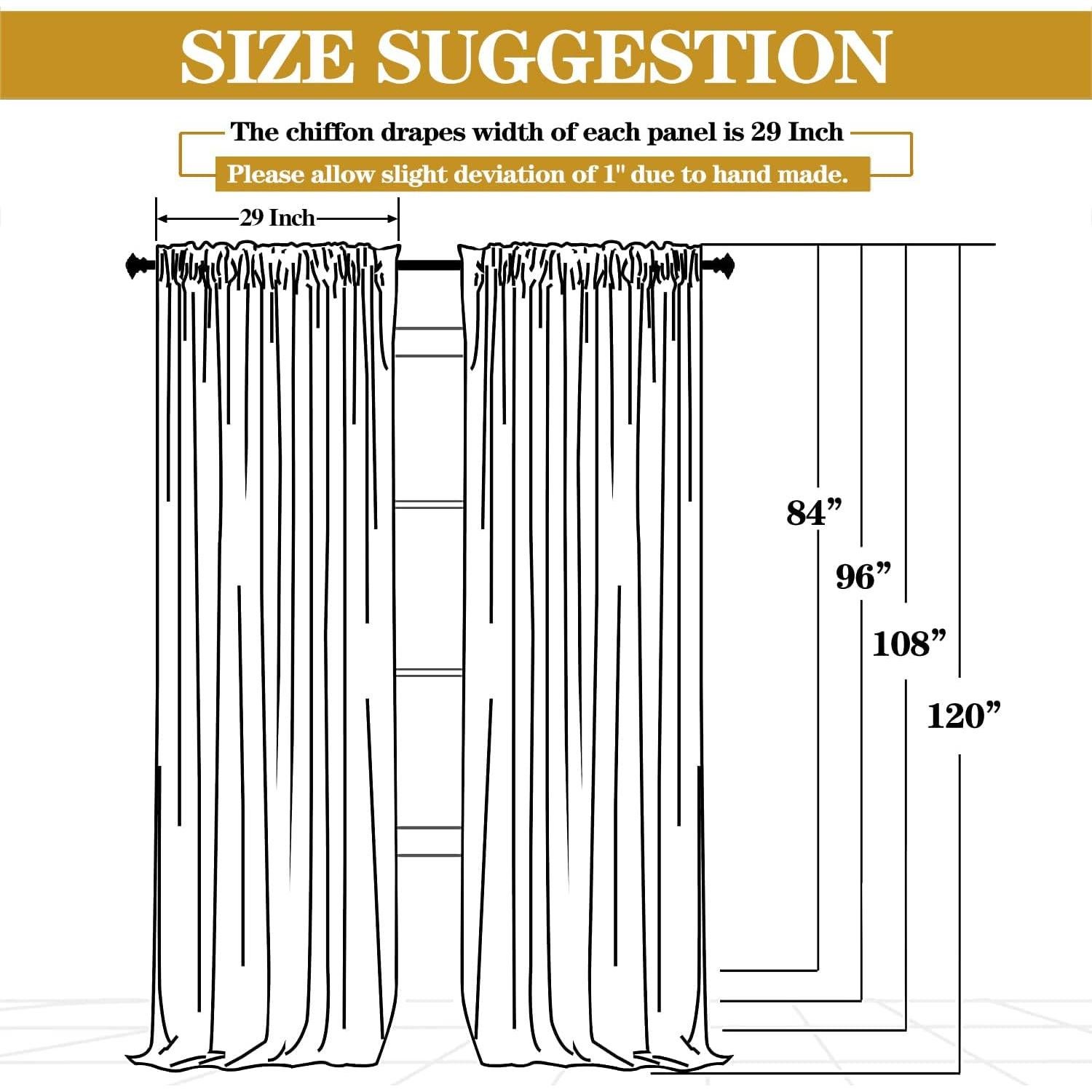 Cortina de fondo de chiffon DUOBAO Rosa 2 Paneles 73x213 cm