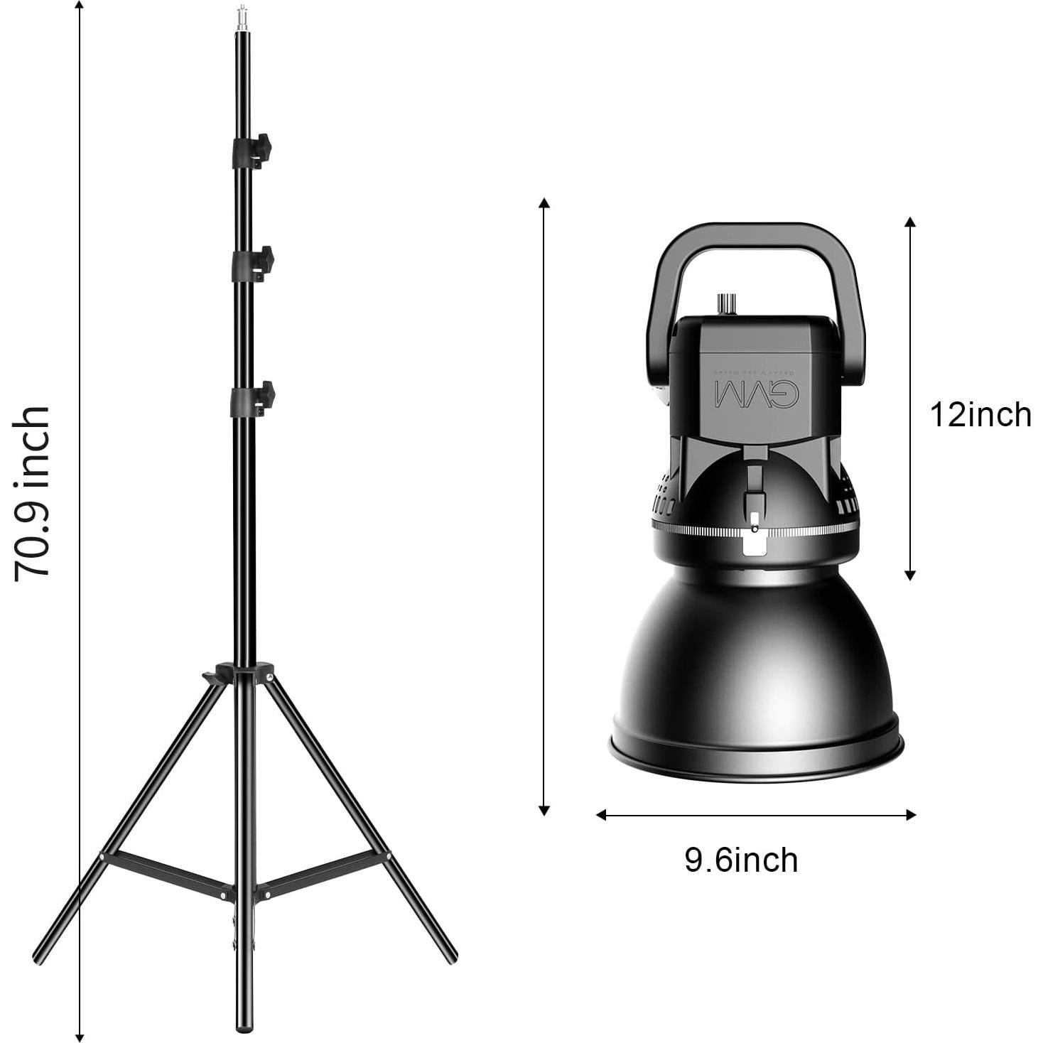 Luz LED de Video GVM 80W CRI97+ 5600K con Kit de Montaje