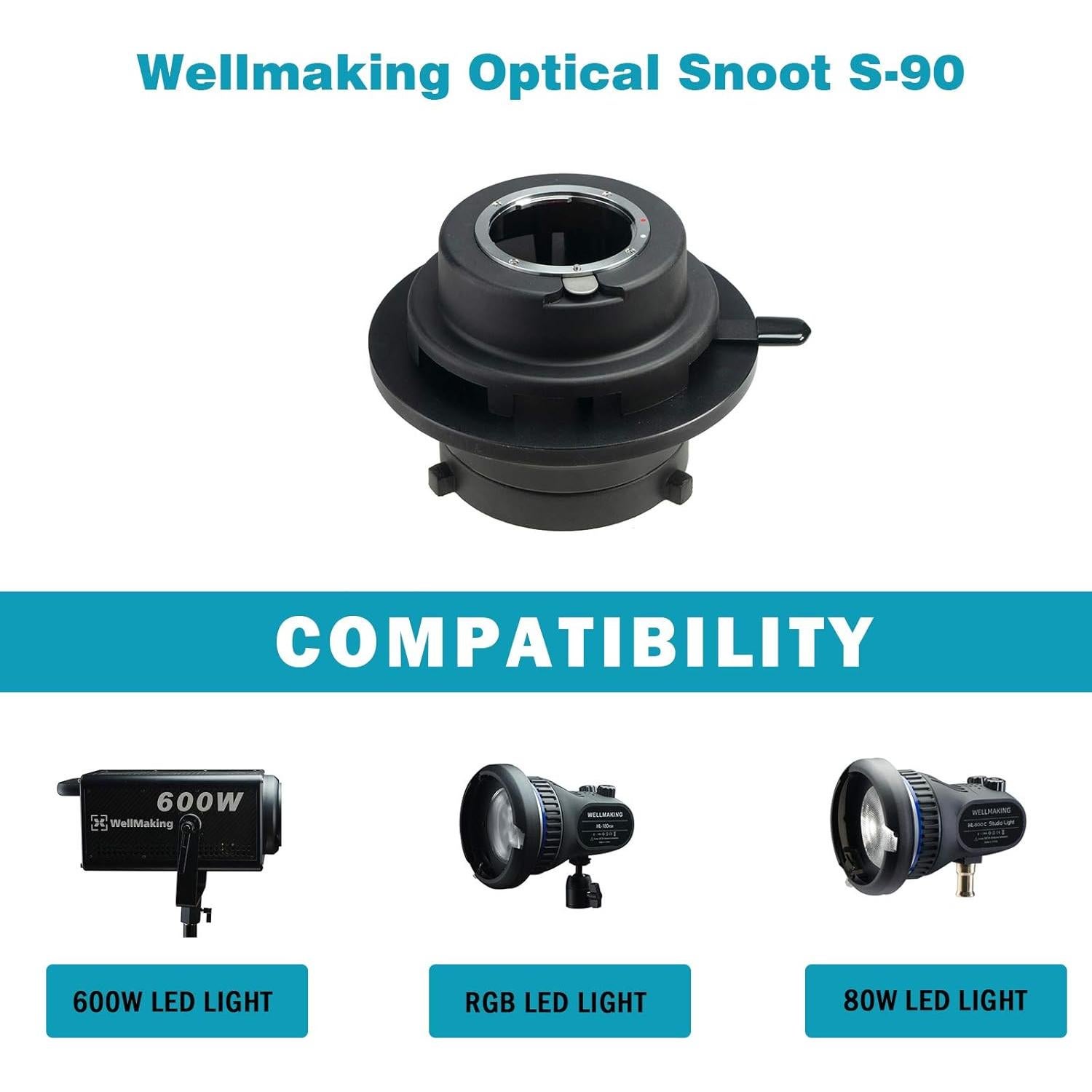 Snoot Óptico Wellmaking S80LED para Luces LED Bowens - 90% Brillante