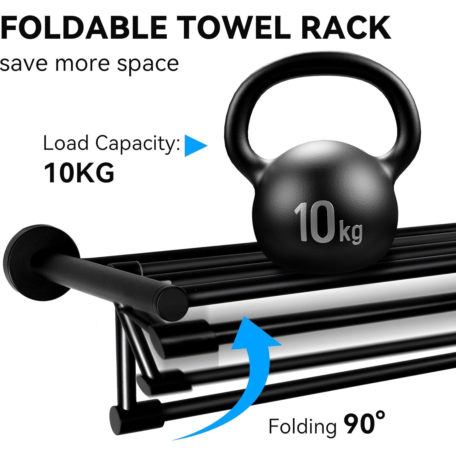 Soporte para Toallas SEIDO 60 cm Acero Inoxidable Negro