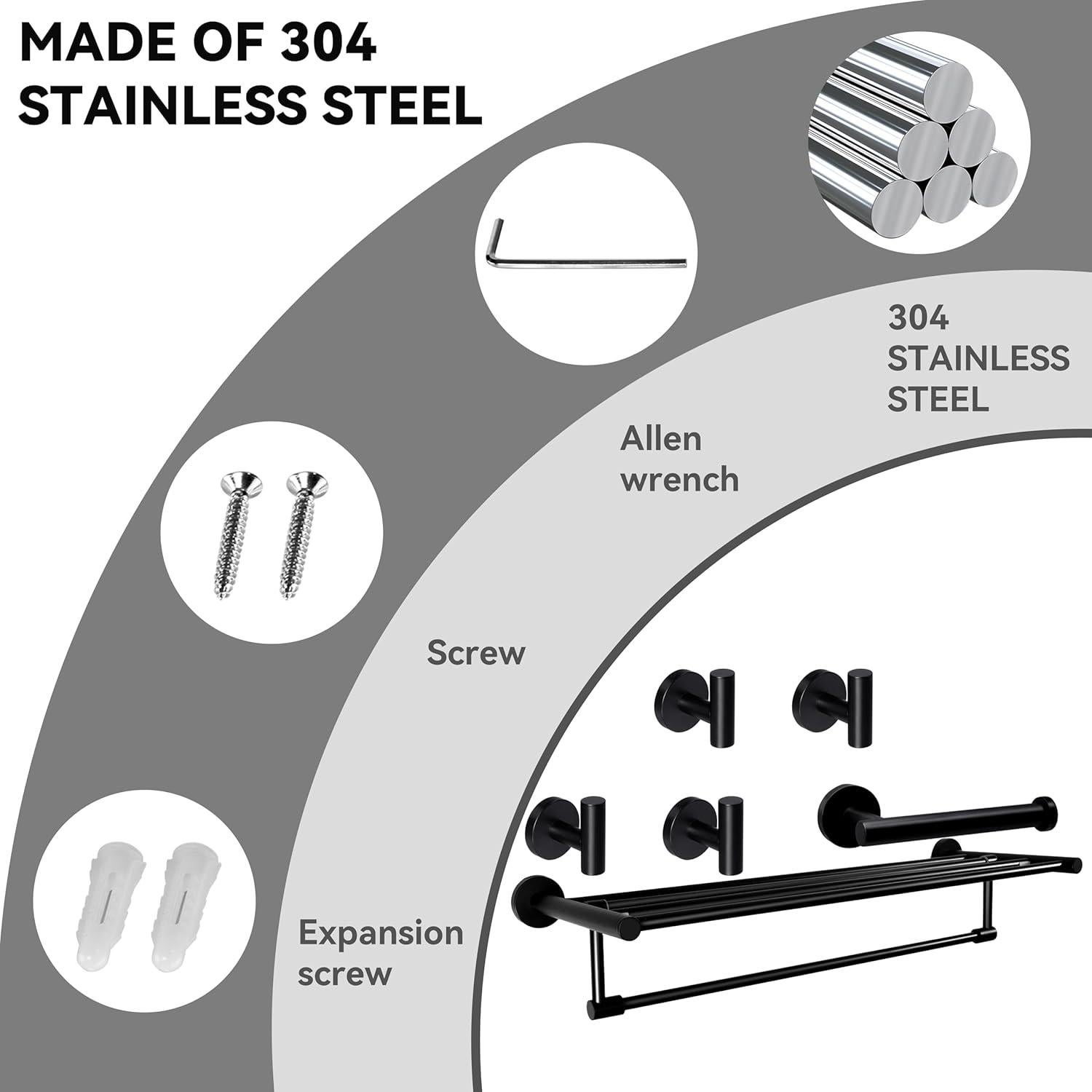 Soporte para Toallas SEIDO 60 cm Acero Inoxidable Negro