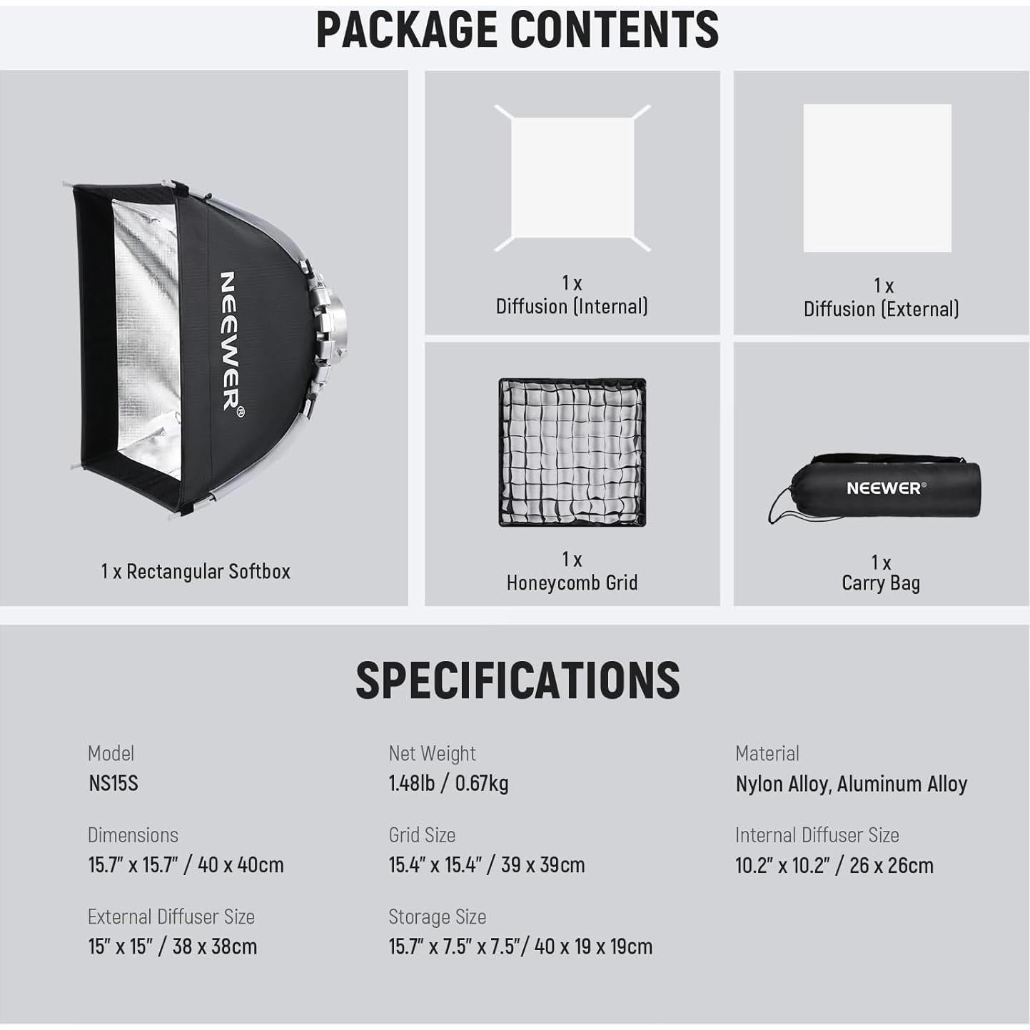Caja Suave Plegable NEEWER 40x40cm con Difusores y Bolsa