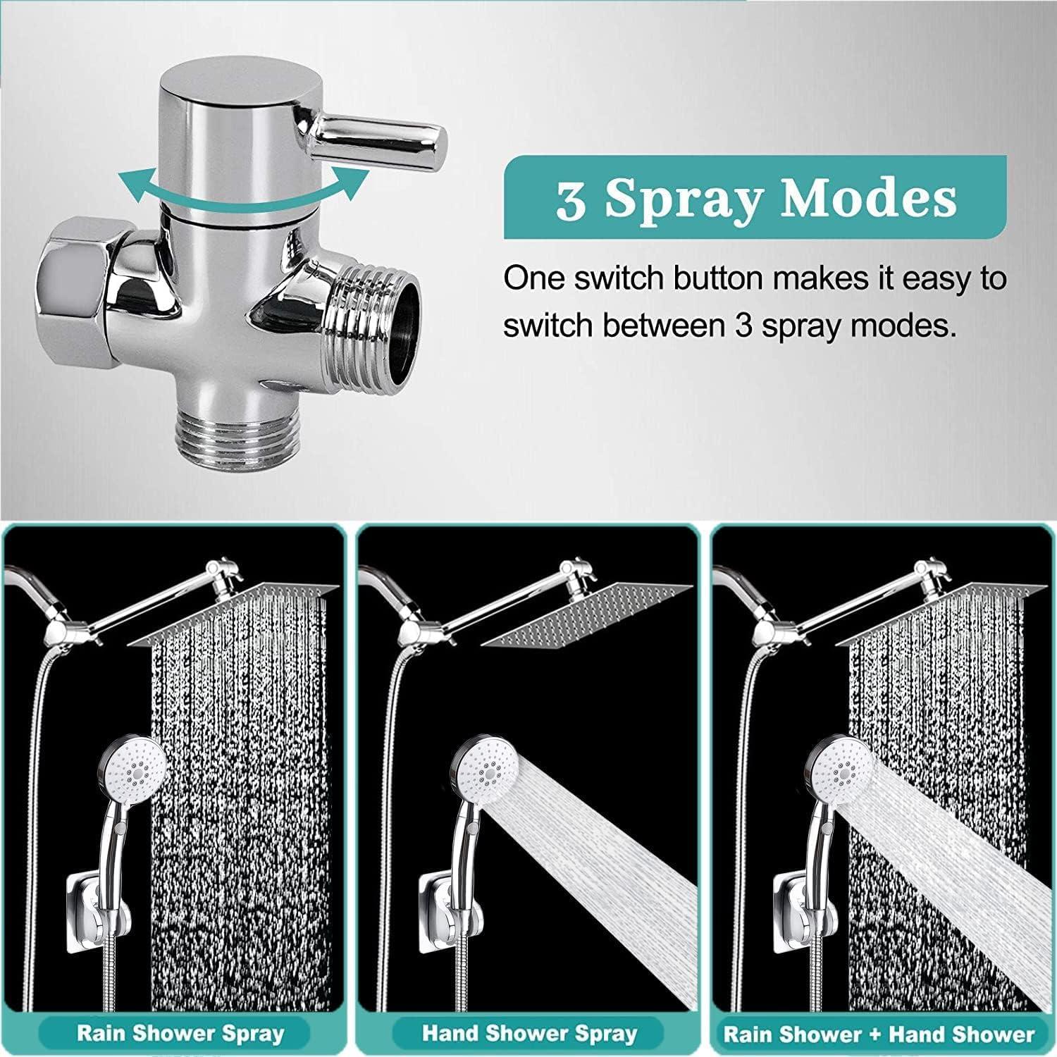 Cabezal de Ducha de Lluvia 10" Bellearly Cromo 4 Modos