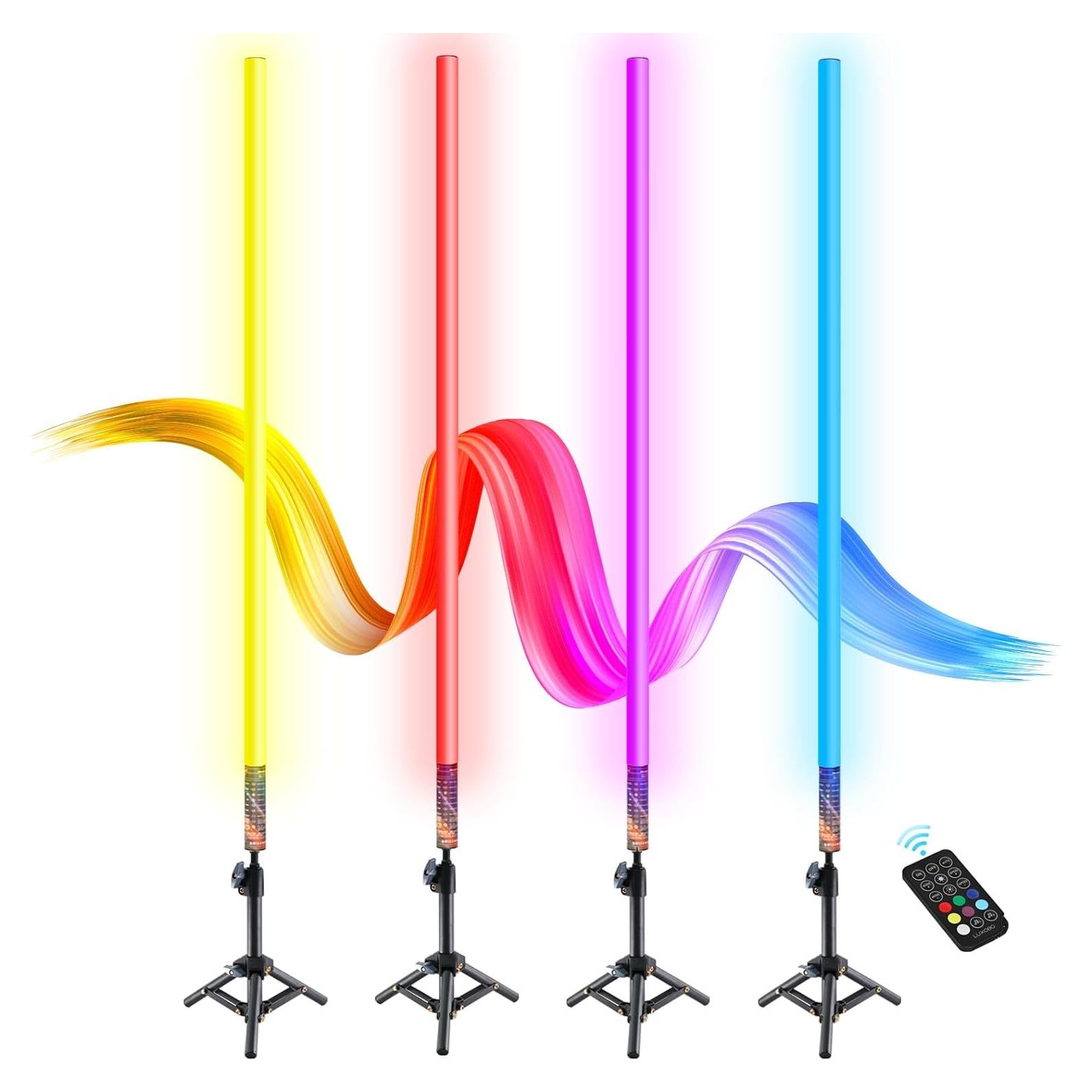 Paquete de 4 luces LED RGB Uyled 120cm con trípodes
