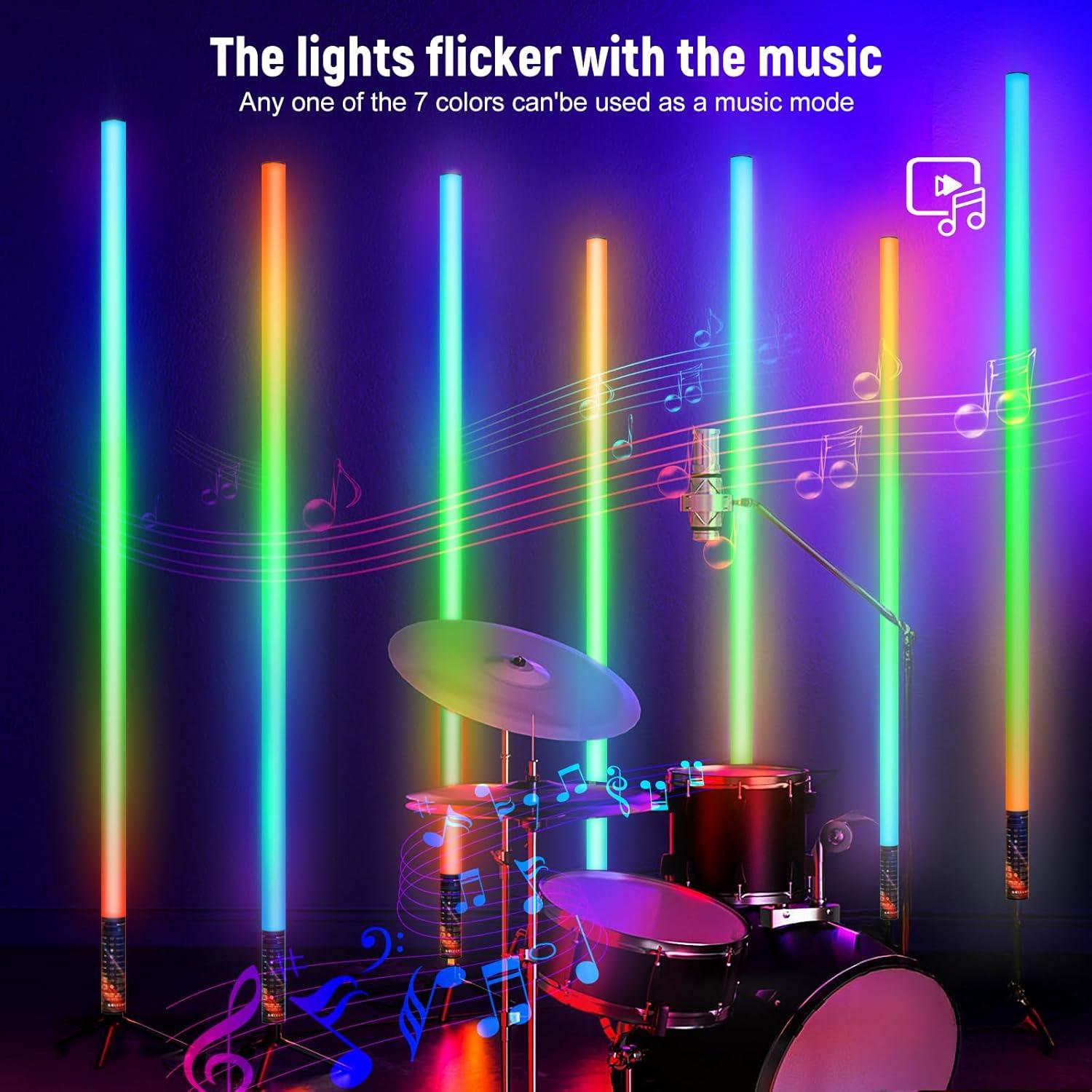 Paquete de 4 luces LED RGB Uyled 120cm con trípodes