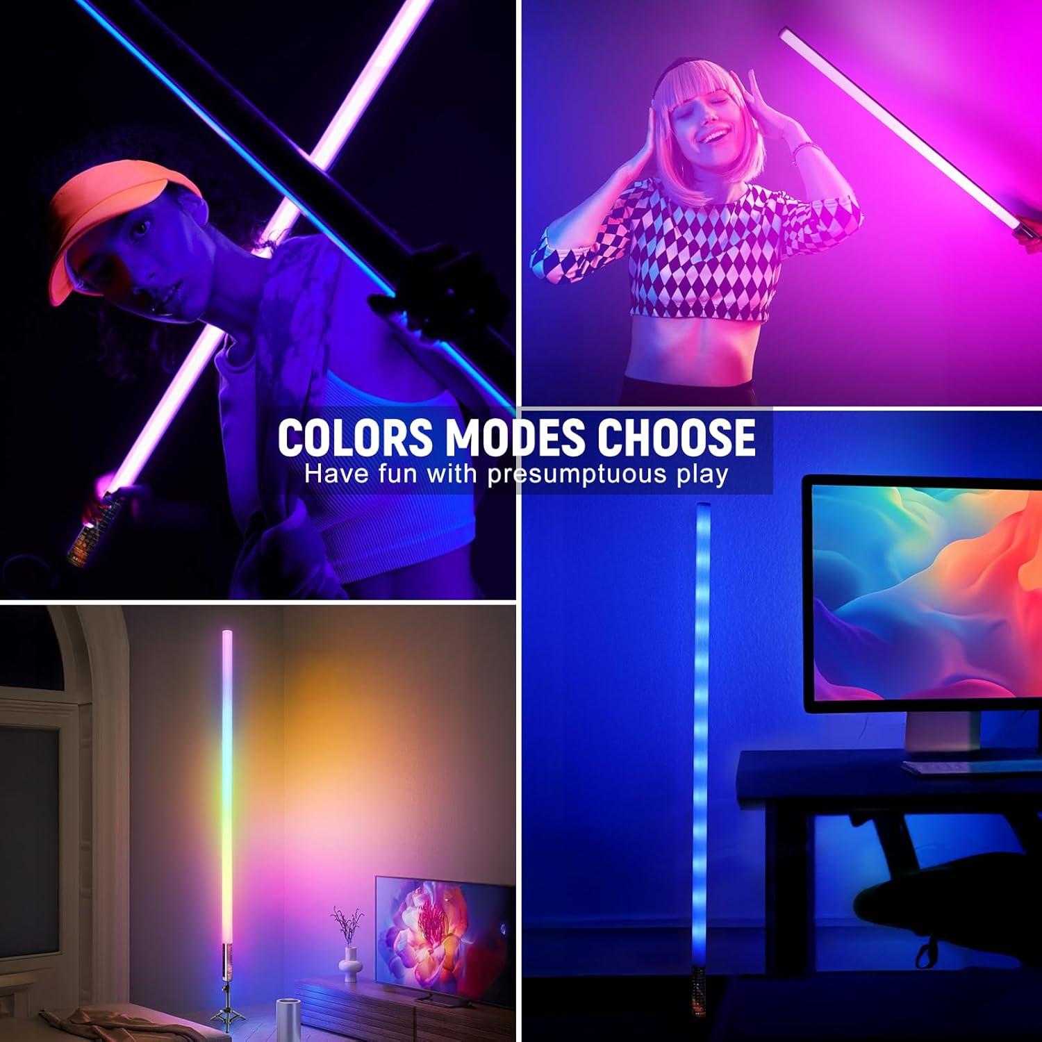 Paquete de 4 luces LED RGB Uyled 120cm con trípodes