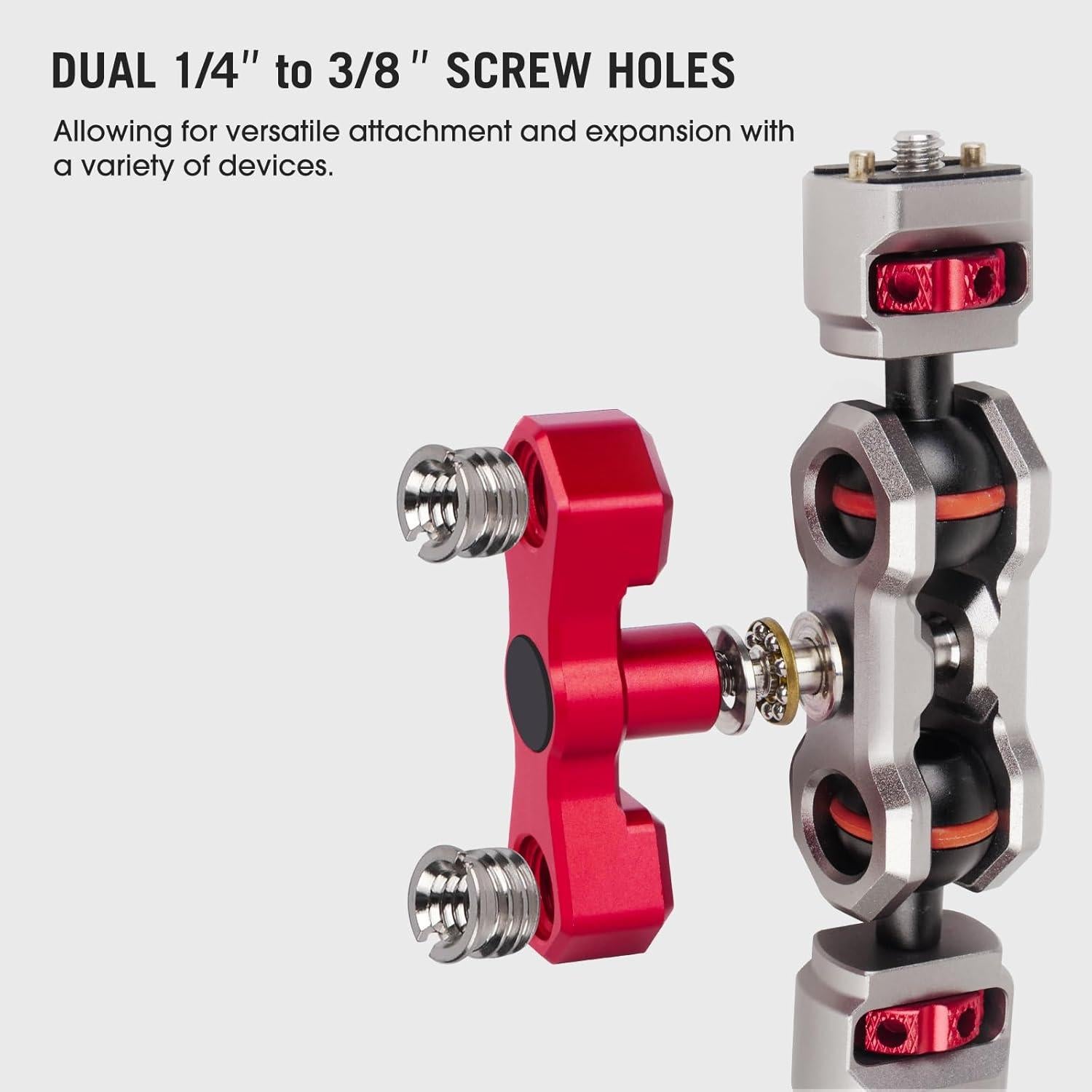 Came-TV Camera Magic Arm with 360° Dual Ball Head & 1/4" Screws & Anti-Twist Pins, Aluminum Magic Arm Camera Mount Articulating Arm Field Monitor Mount for LED Light/Mic/Camera Cage/Tripod (61014)