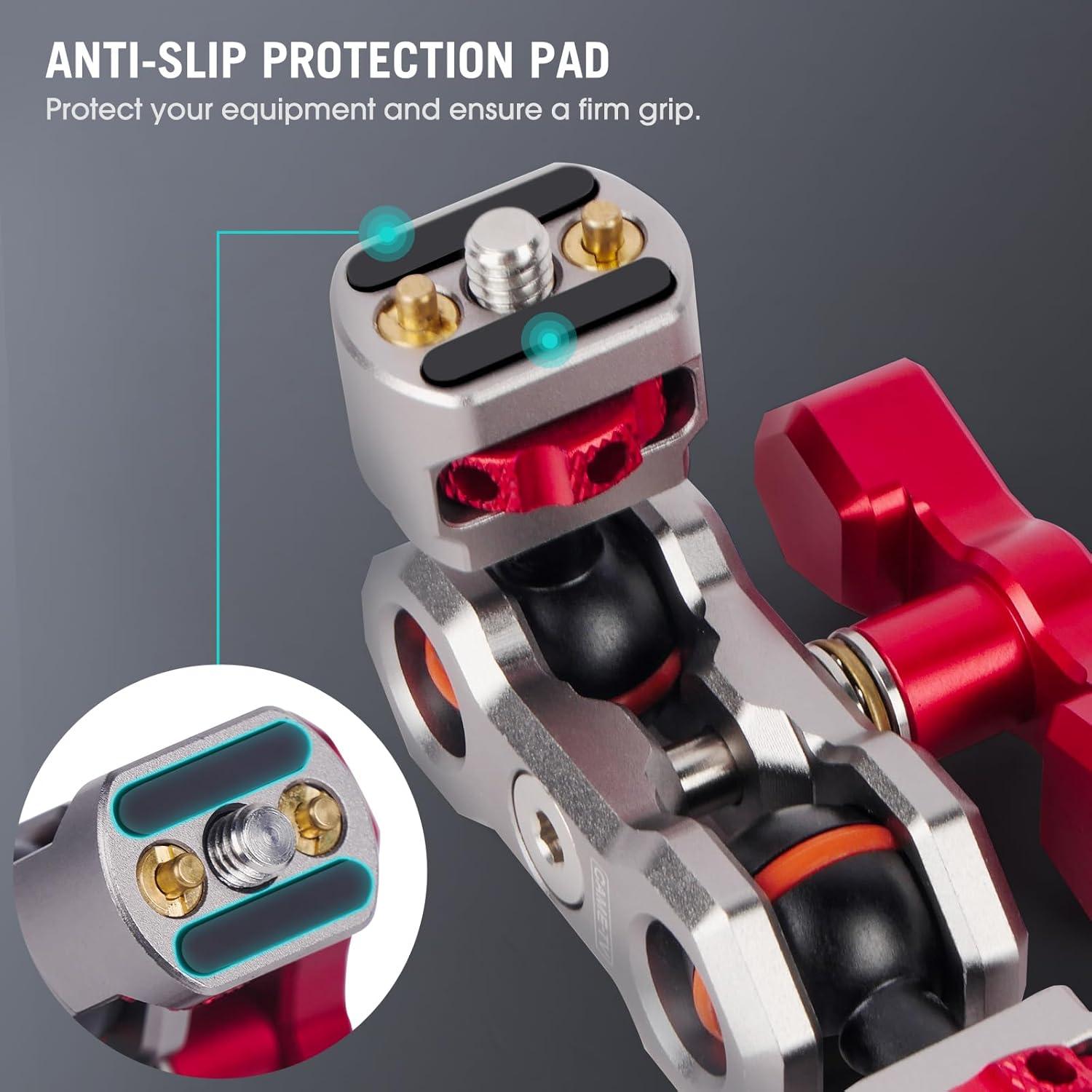 Came-TV Camera Magic Arm with 360° Dual Ball Head & 1/4" Screws & Anti-Twist Pins, Aluminum Magic Arm Camera Mount Articulating Arm Field Monitor Mount for LED Light/Mic/Camera Cage/Tripod (61014)