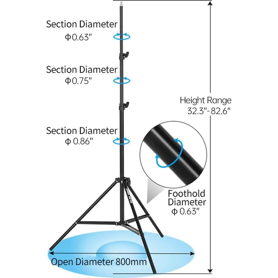 Soporte de Luz JINBEI 200cm Plegable Metal 4Kg Capacidad
