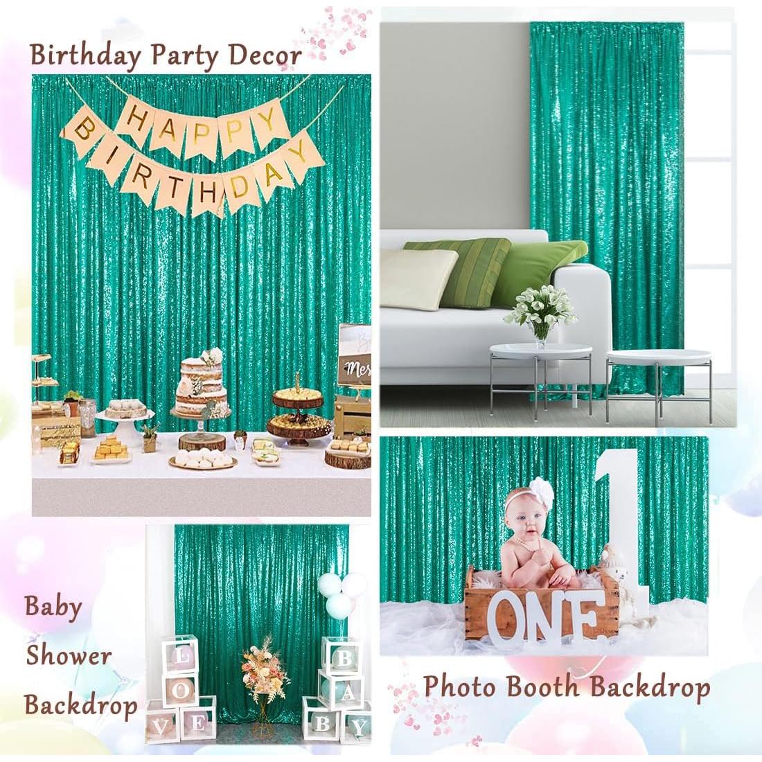 Fondo de Lentejuelas Verdes y Rojas ShinyBeauty 4 Paneles 2x2.44m