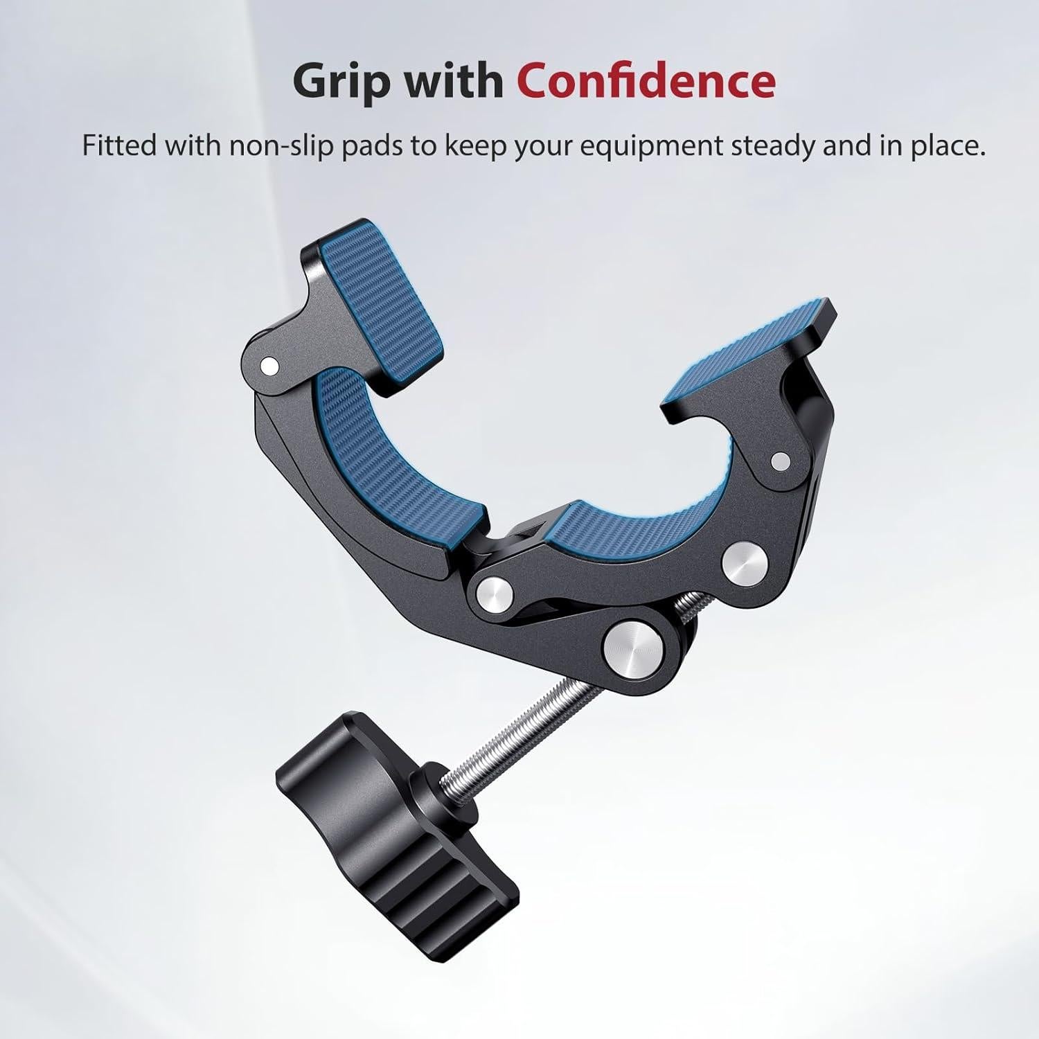 Came-TV Universal 18-50mm Camera Clamp Mount for Insta360/GoPr0, Heavy-Duty Aluminum Alloy with 1/4" & 3/8" Threads, Motorcycle Mirror/Car Headrest Rod Clamp for Camera/LED Light/Microphone - 61012