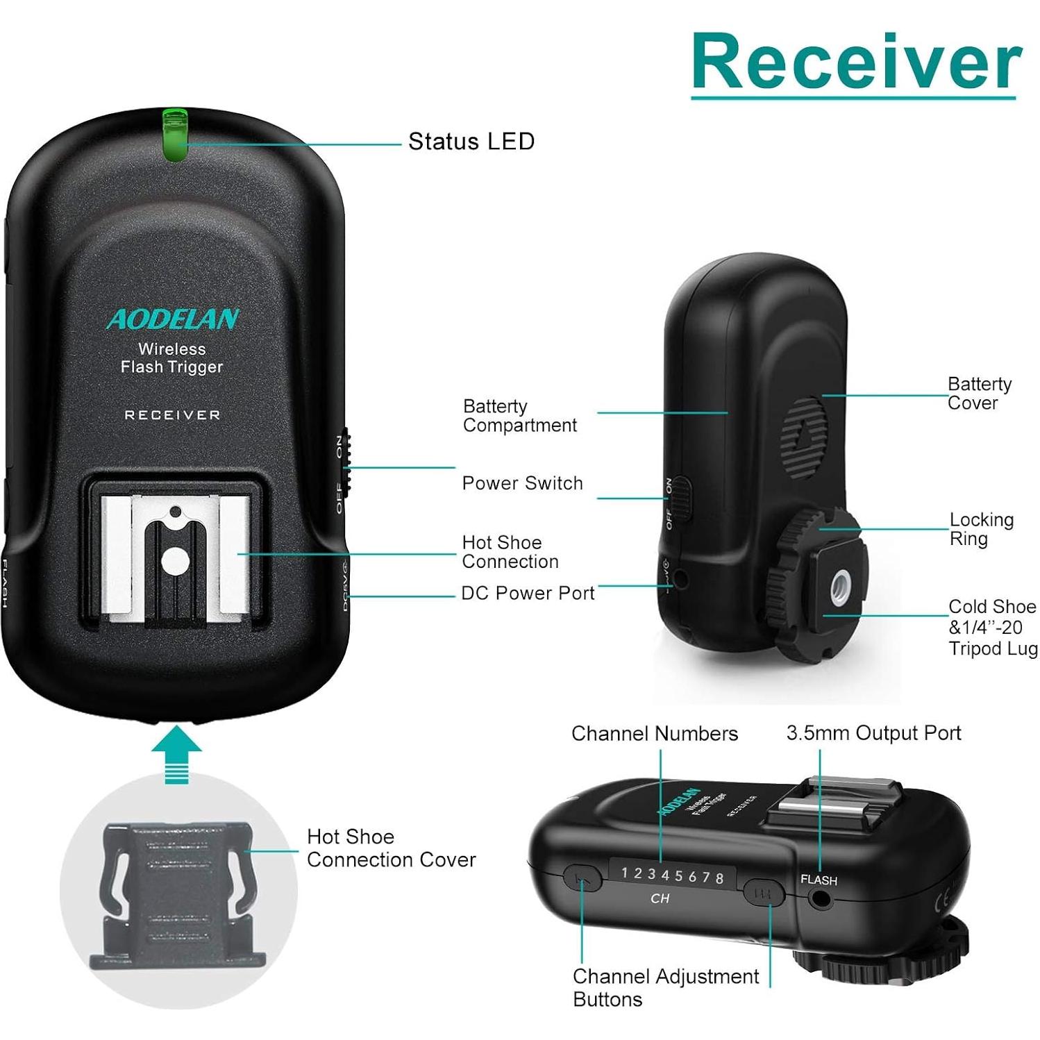 Conjunto de Disparador de Flash Inalámbrico AODELAN FT-8