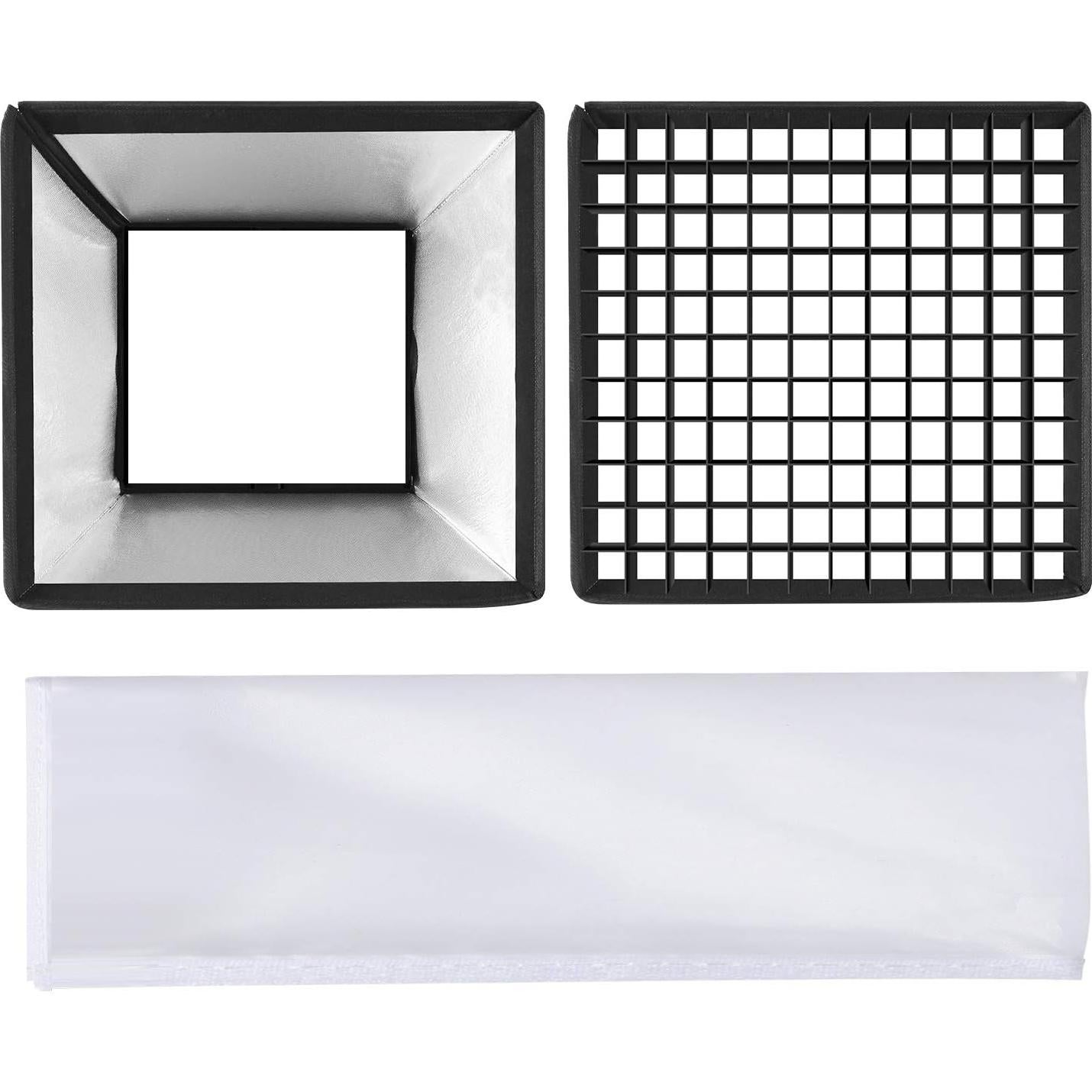 GVM Foldable Softbox Diffuser with Grid Beehive for GVM 50RS 672S MB832 520LS 520S 1200D Series LED Panel Lights, Video Lights, Suitable for Portrait Photography, Video Lighting, 14.9 x 15.7