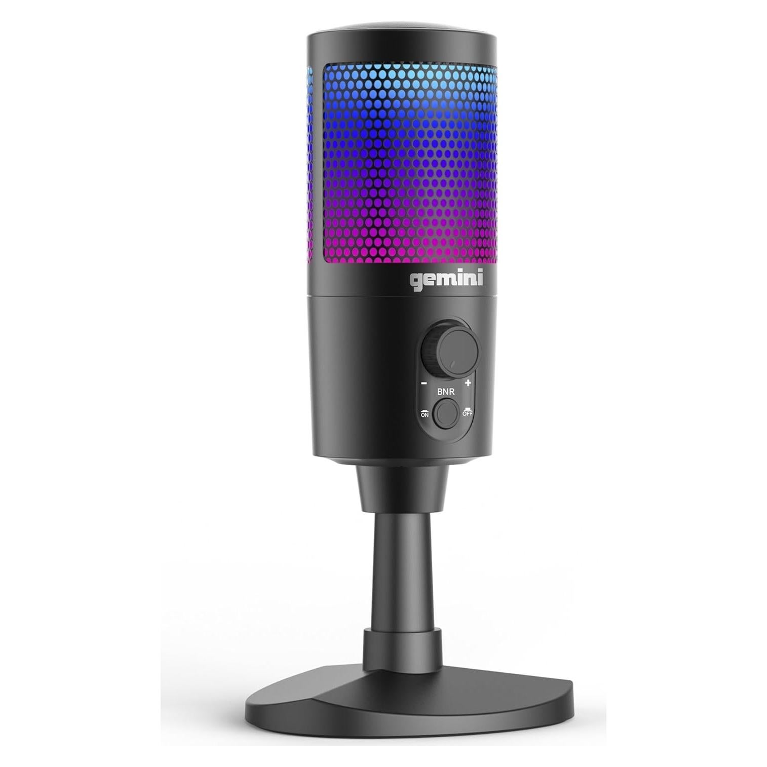 Micrófono USB Gemini Sound GSM100USB con RGB y Control de Ruido