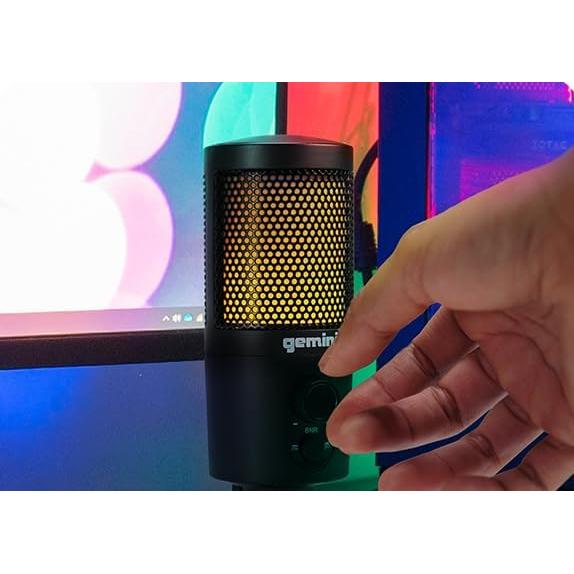 Micrófono USB Gemini Sound GSM100USB con RGB y Control de Ruido