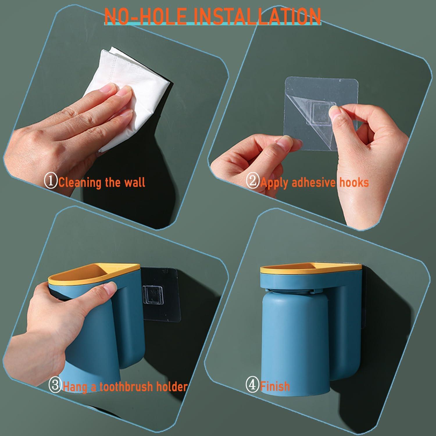 Soporte de Cepillo de Dientes 2 en 1 Buyscoolee Autoadhesivo