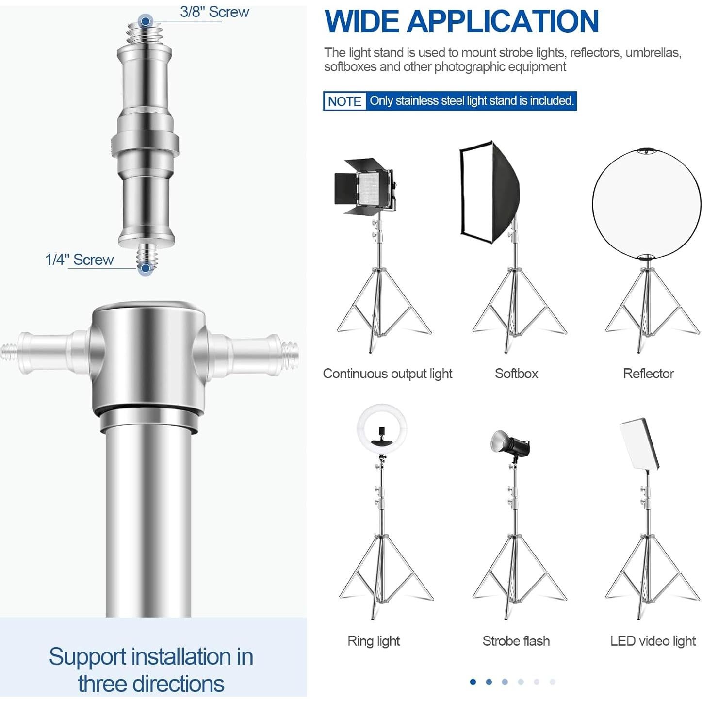 Soporte de Luz de Acero Inoxidable Wellmaking 280cm Ajustable