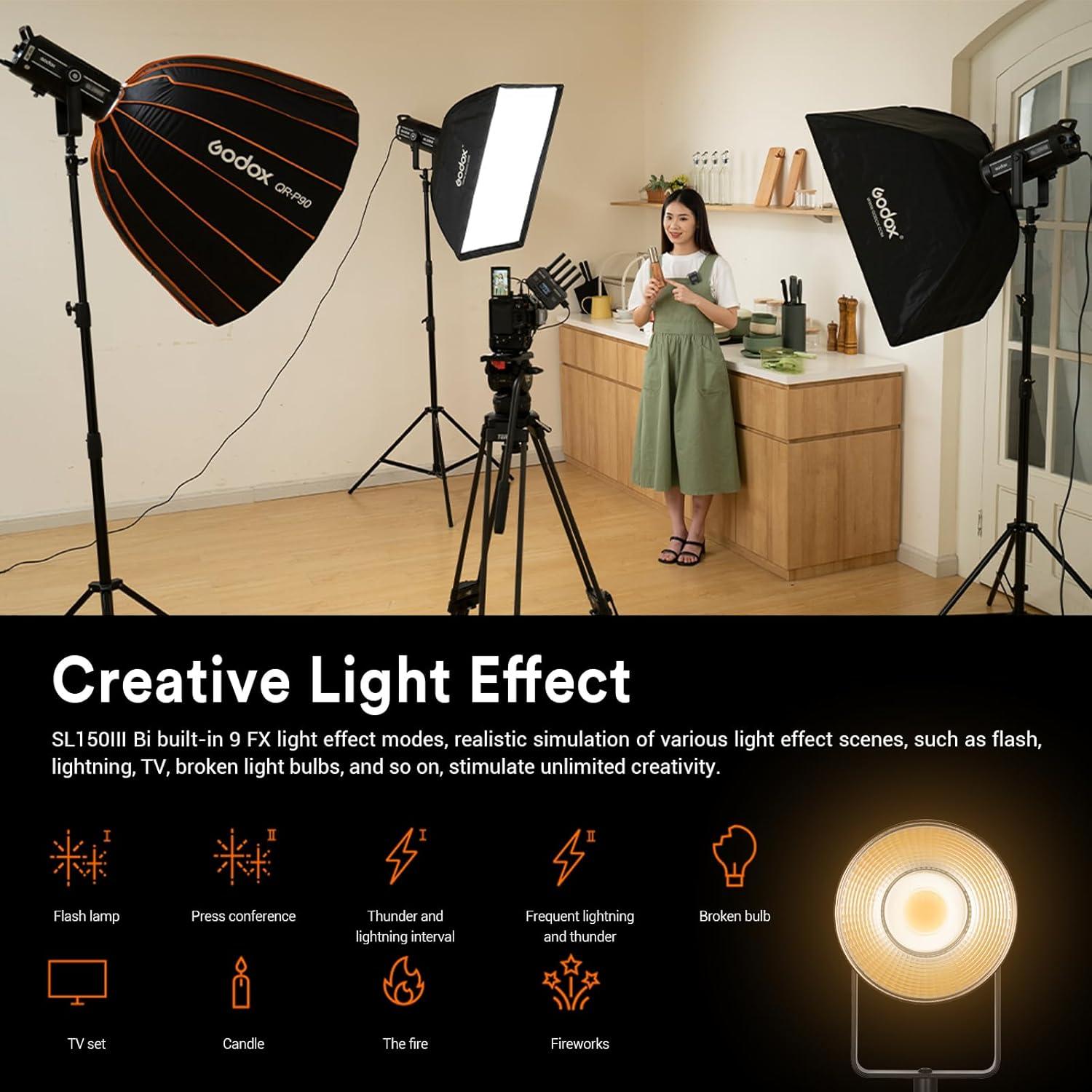 Godox SL150IIIBi Luz LED Bi-Color 160W 2800-6500K CRI 96+