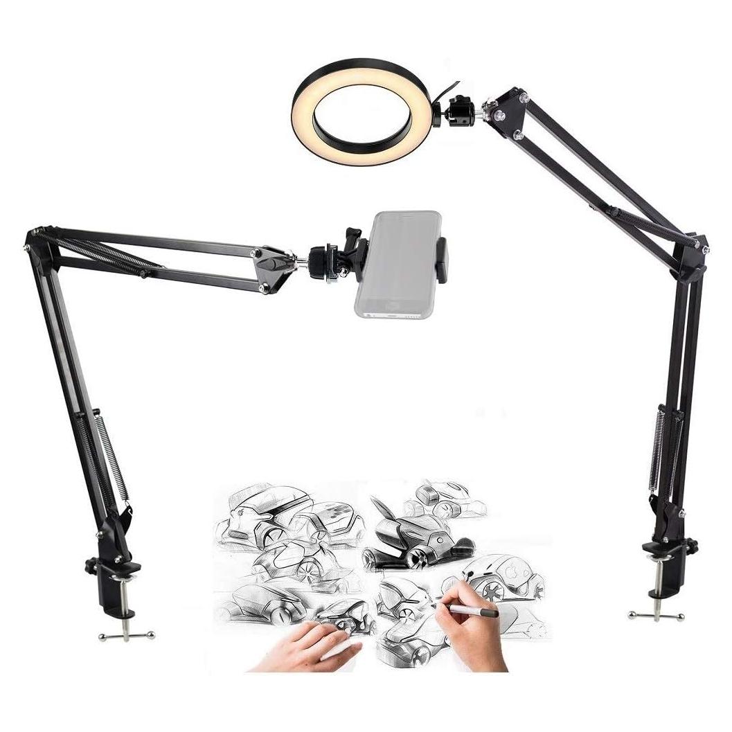Anillo de Luz LED 20 cm Acetaken con Soporte Universal para Teléfono