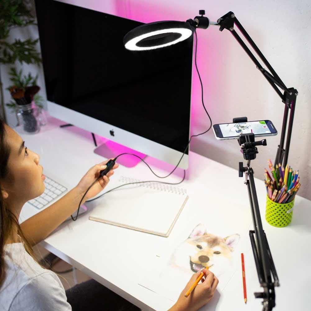 Anillo de Luz LED 20 cm Acetaken con Soporte Universal para Teléfono